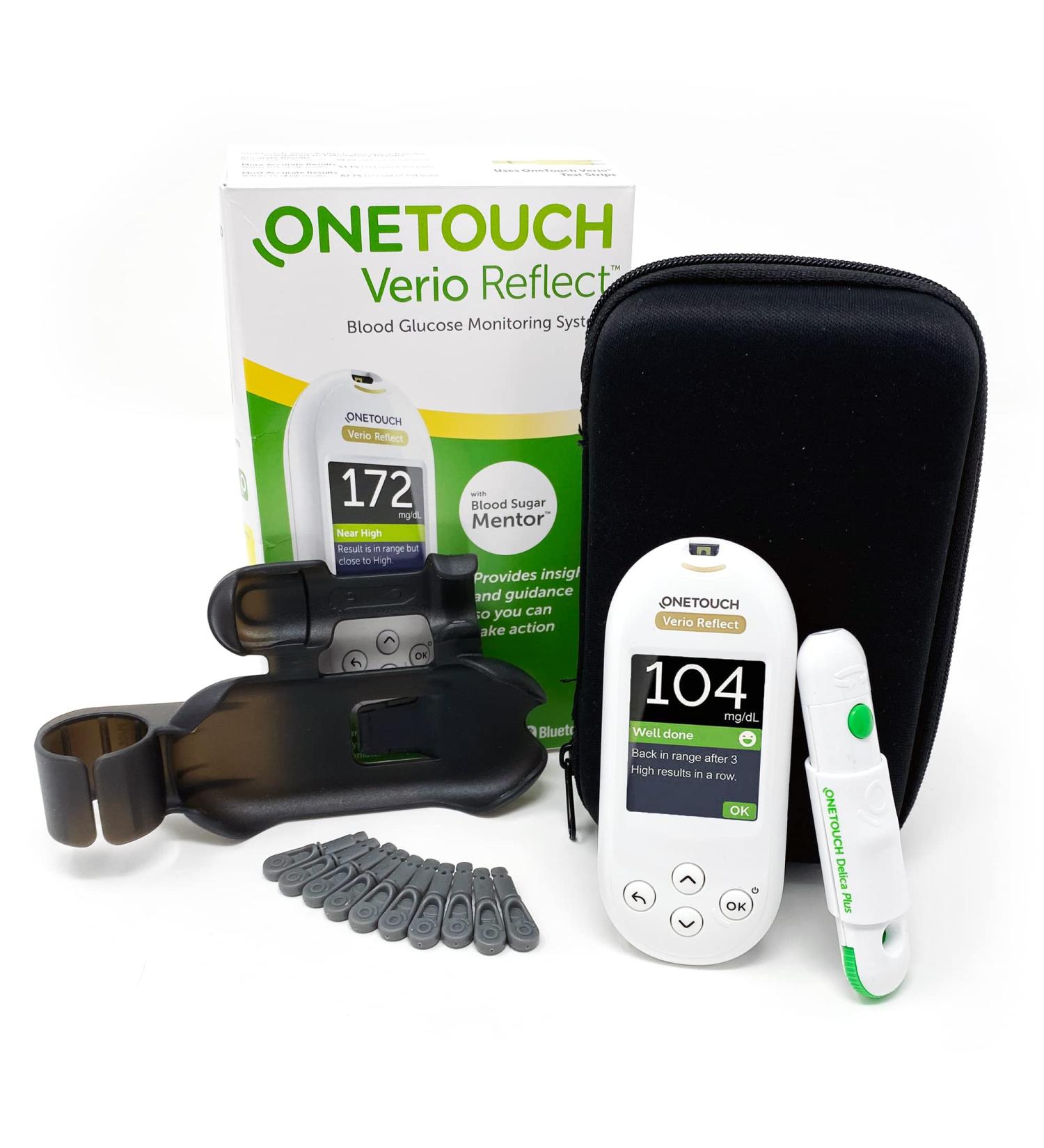 OneTouch Verio Reflect Blood Glucose Meter Kit with Lancing Device, Lancets, and Carrying Case - Buy Online on GoSupps.com