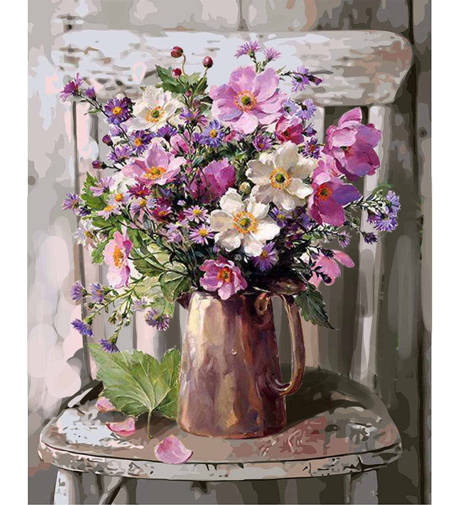 Flowers DIY Oil Painting by Numbers | Paint by Numbers for Adults | 16x20 Inch Canvas | MT10940 - Buy Online on GoSupps.com