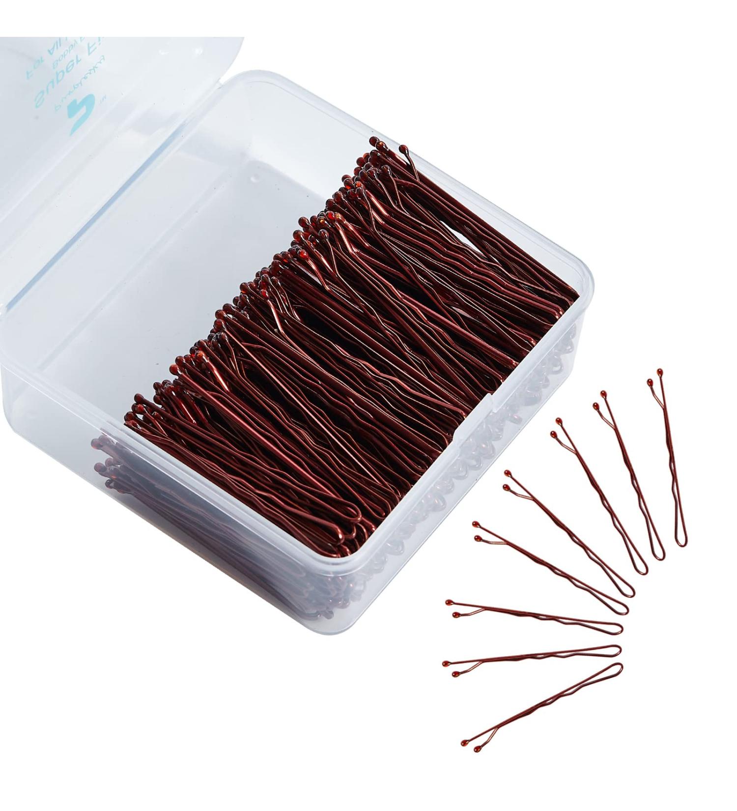 Brown Bobby Pins 400PCS with Case - Hair Bun Pins for Thick, Thin, and All Hair Types - 1.97 inch - Buy Online on GoSupps.com
