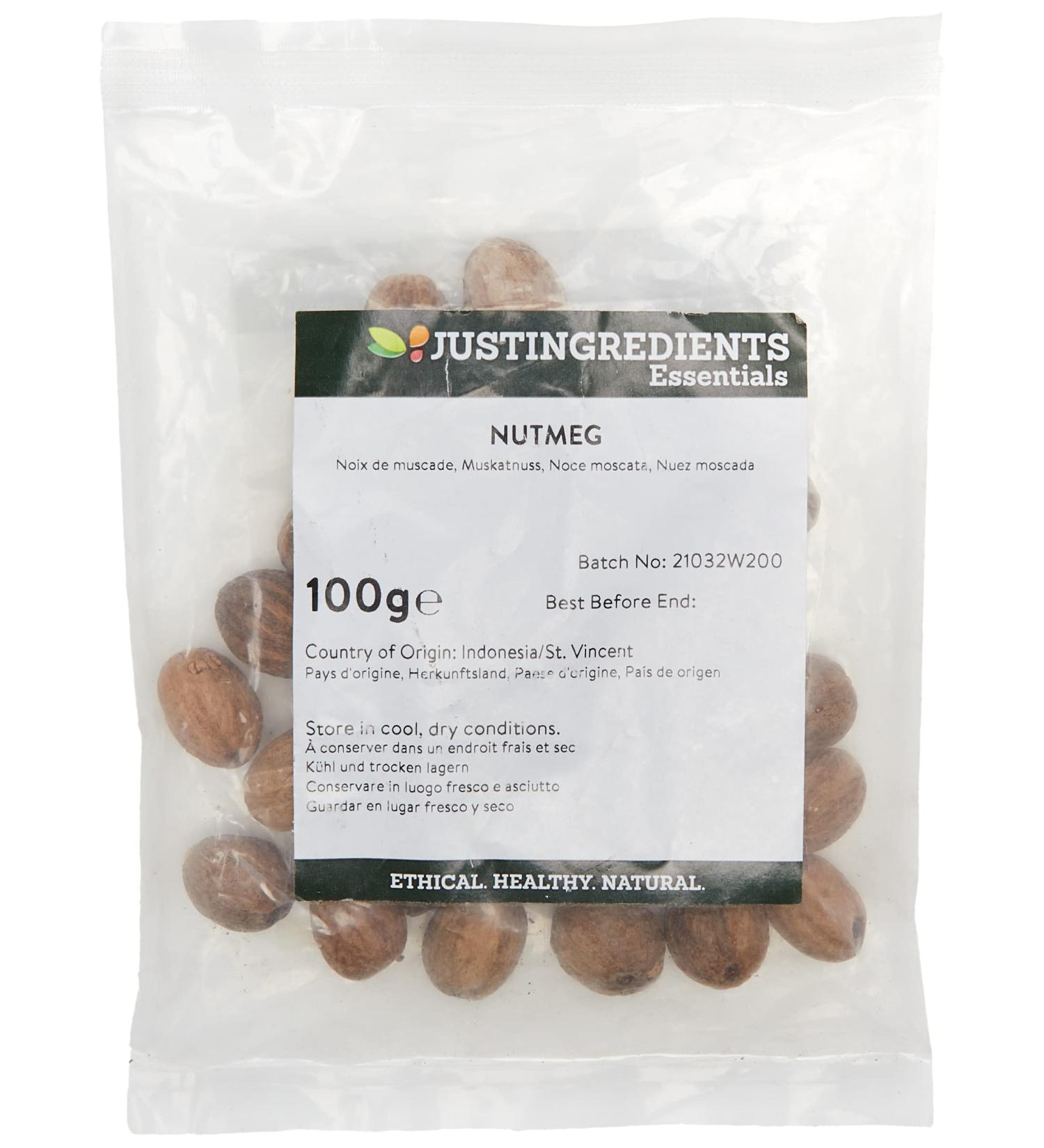 JustIngredients Essentials Nutmeg 100g - Premium Quality Spice for Baking and Cooking - Buy Online on GoSupps.com