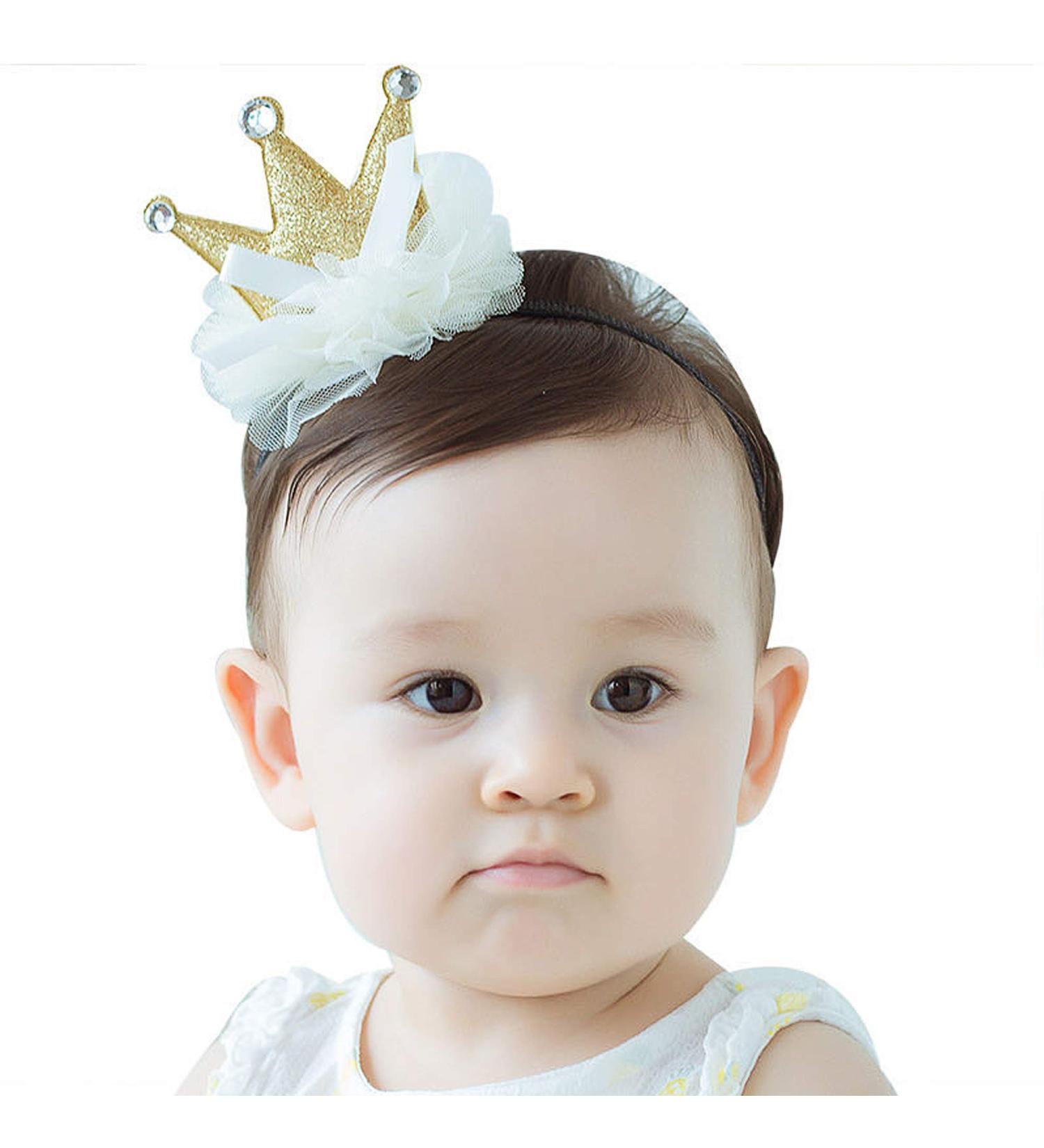 Baby Girl Headbands Baby Headband with Gold Crown Newborn Headbands and Brow for Baby Girl Baby Headband Toddler Soft Stretch baby Headbands Girl Flower Hair Accessories for Girls - Buy Online on GoSupps.com