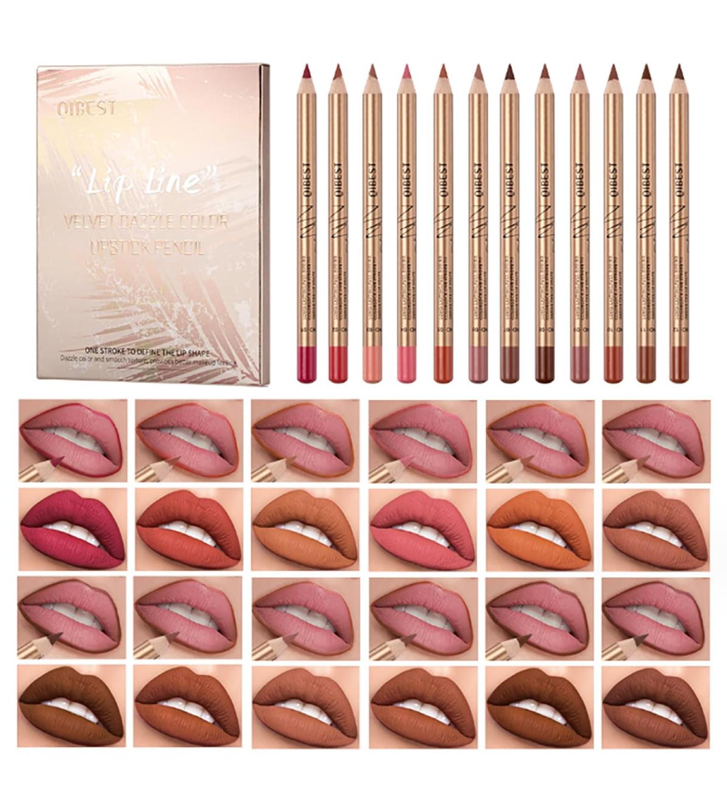 Dulele 12 Colors Matte Lip Liner Set Professional Contouring and Plumping Lip Definer Pencil 2-in-1 Smooth and Long-Lasting Makeup Lip Filler Liner & Lipstick - Buy Online on GoSupps.com