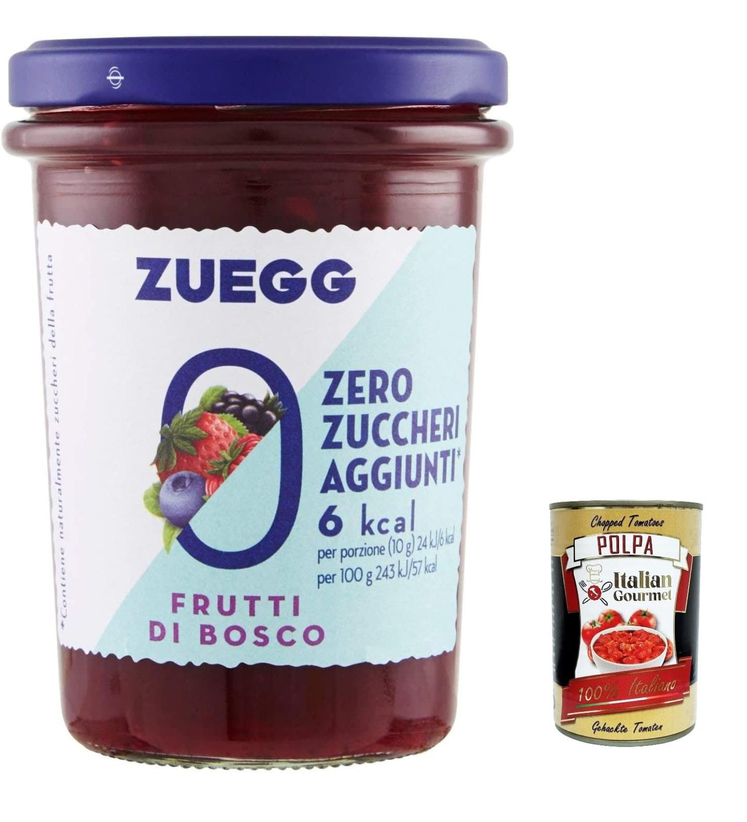 Italian Gourmet E.R. Zuegg Zero Zuccheri Sugar Free Wild Fruit Jams 220g + Gourmet Italian Polpa 6 Count - Buy Online on GoSupps.com