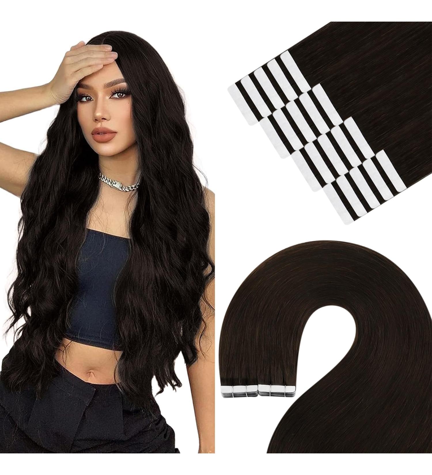 Youngsee Dark Brown Tape In Extensions - 40cm Real Remy Hair 20pcs #2 - Invisible & Smooth Hair Extensions - Buy Online on GoSupps.com
