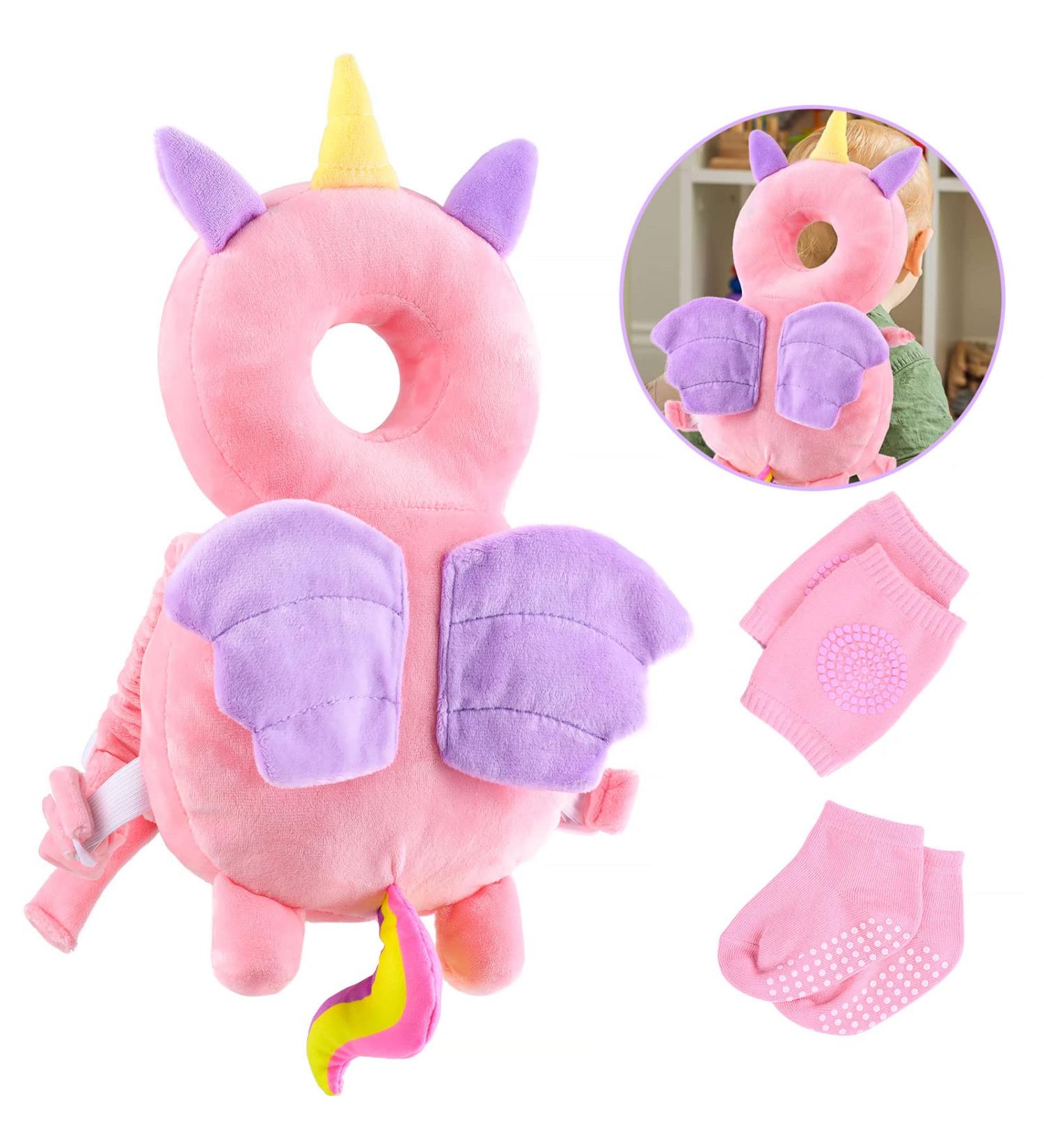 Baby Head Protection & Knee Pads - Pink Unicorn for Toddler Crawling and Walking - Buy Online on GoSupps.com
