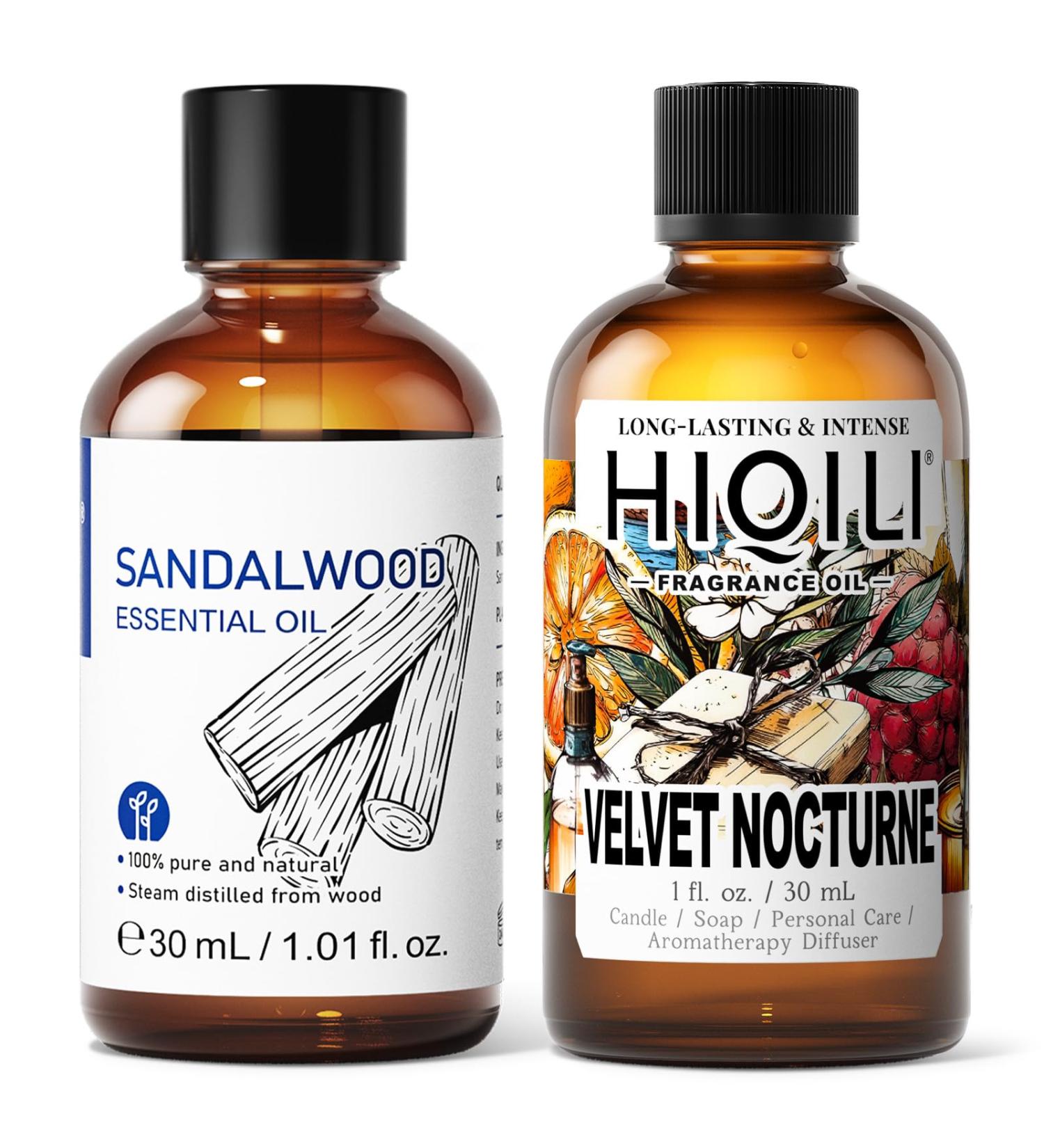 HIQILI 30ML Sandalwood Essential Oil & 30ML Velvet Nocturne Fragrance Oil for DIY Diffuser - Buy Online on GoSupps.com