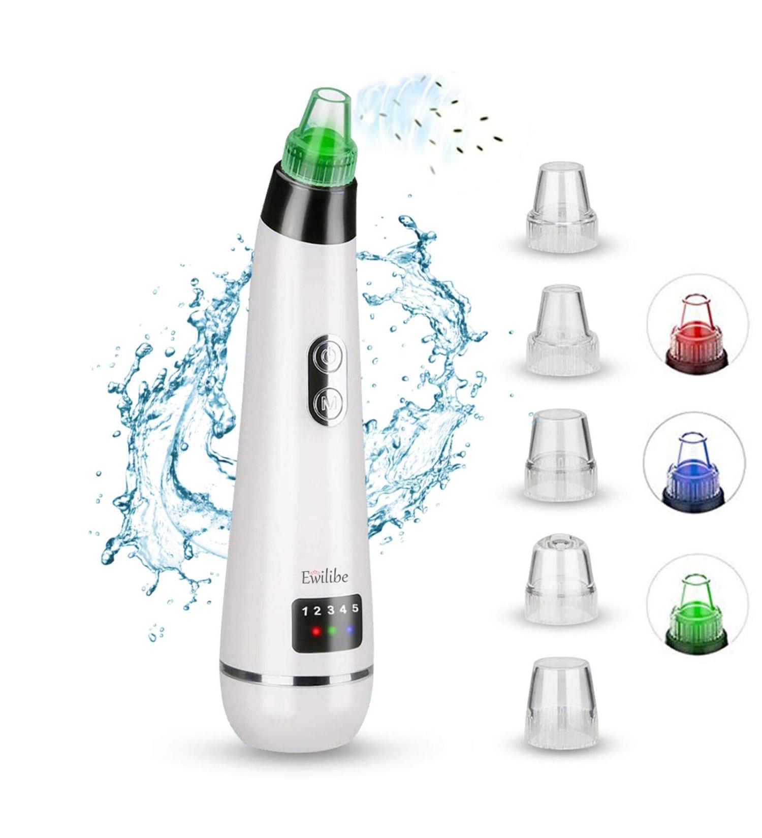 Blackhead Remover Vacuum Pore Cleaner - 5 Adjustable Suction Power, Whitehead Tool, Acne Comedone Extractor Machine with 5 Probes - LED USB Rechargeable for Effective Exfoliation and Beauty IPL - Buy Online on GoSupps.com