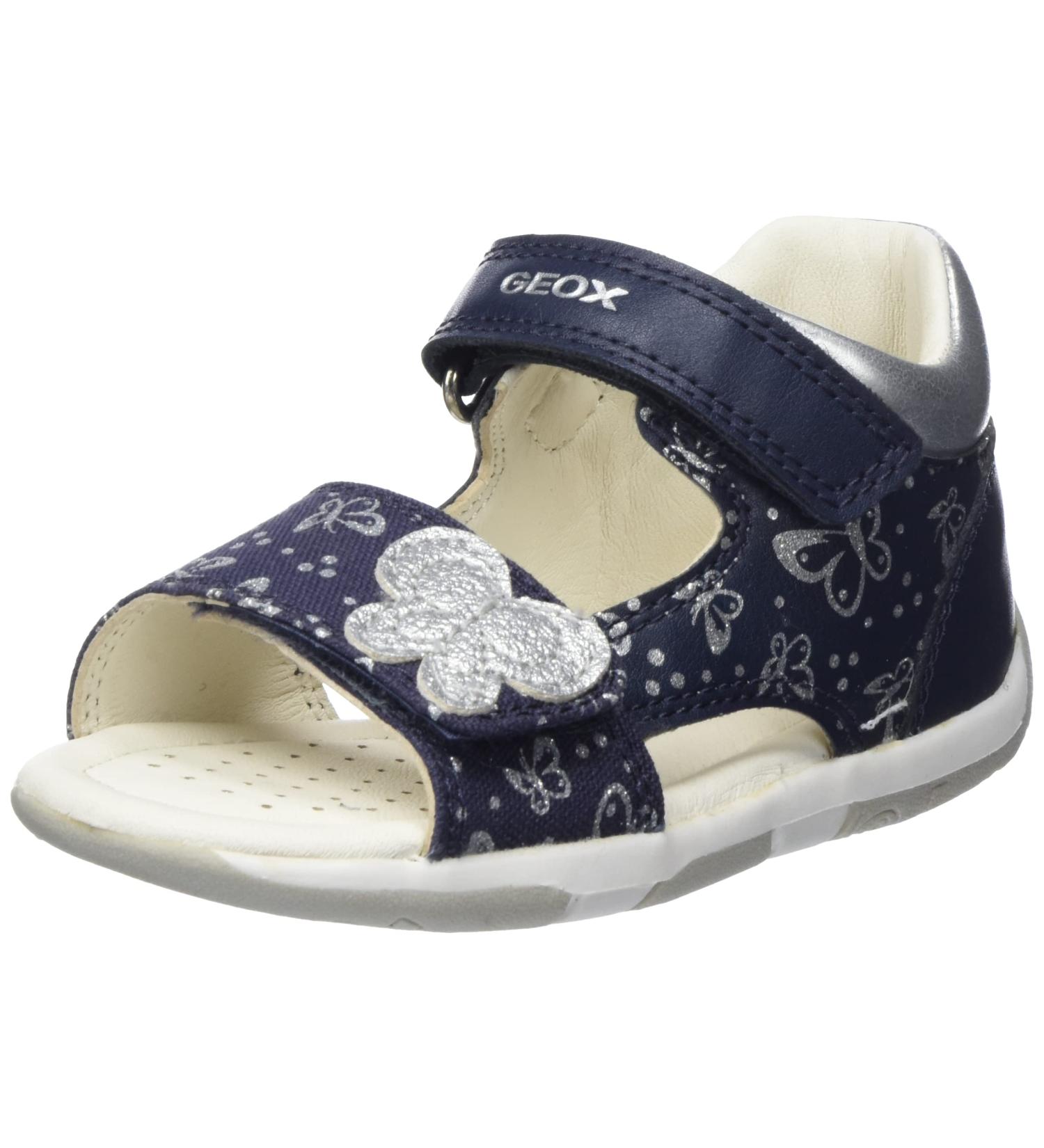 Geox Baby Girl's Sandal Tapuz First Steps - Navy Silver | Size 4.5 UK Child - Buy Online on GoSupps.com