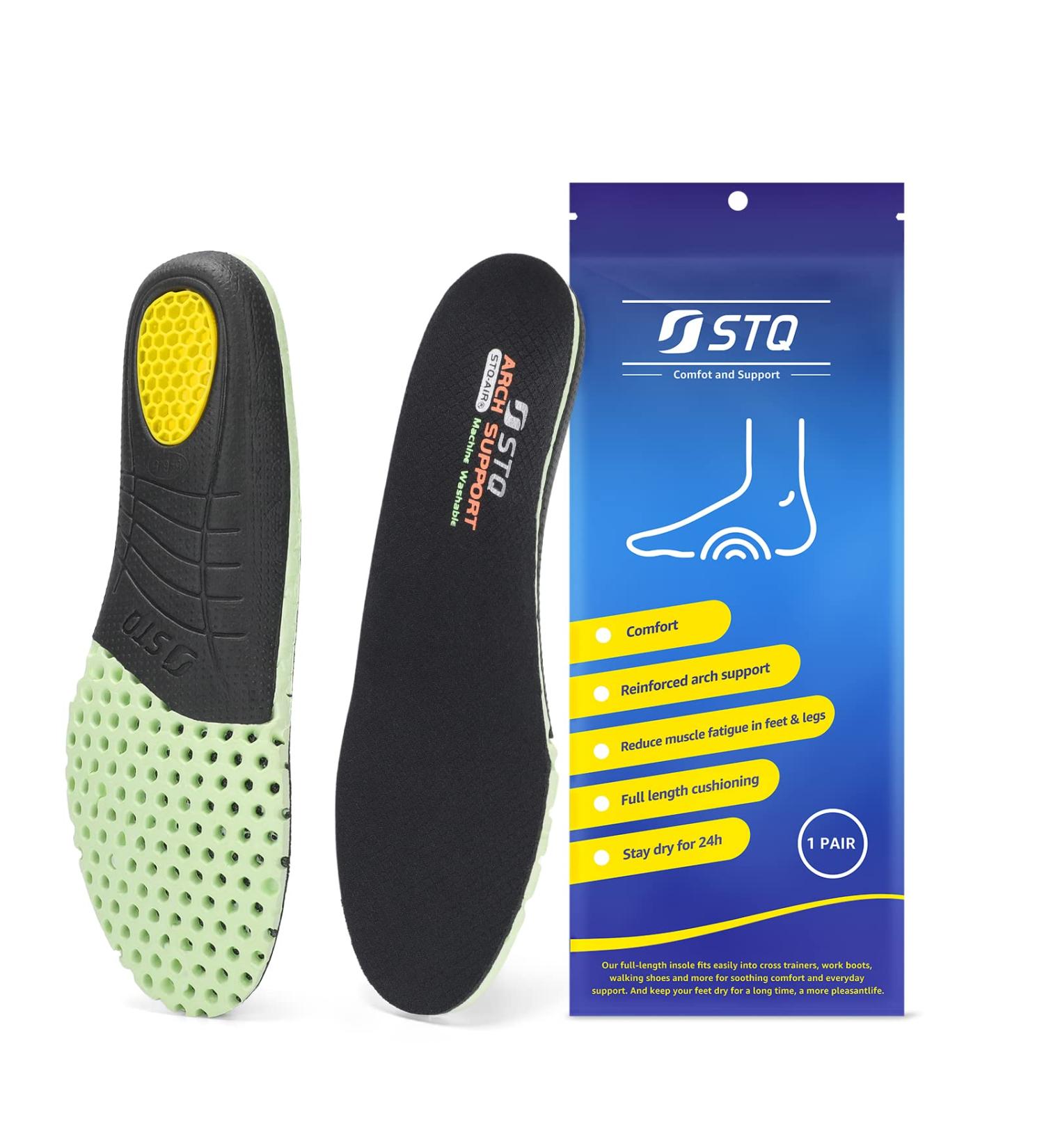 STQ Arch Support Insoles for Women | Orthotic Memory Foam Inserts for Plantar Fasciitis & High Arches | Pain Relief & Comfort Gel | Washable Shock Absorption | Size 7/7.5 - Buy Online on GoSupps.com