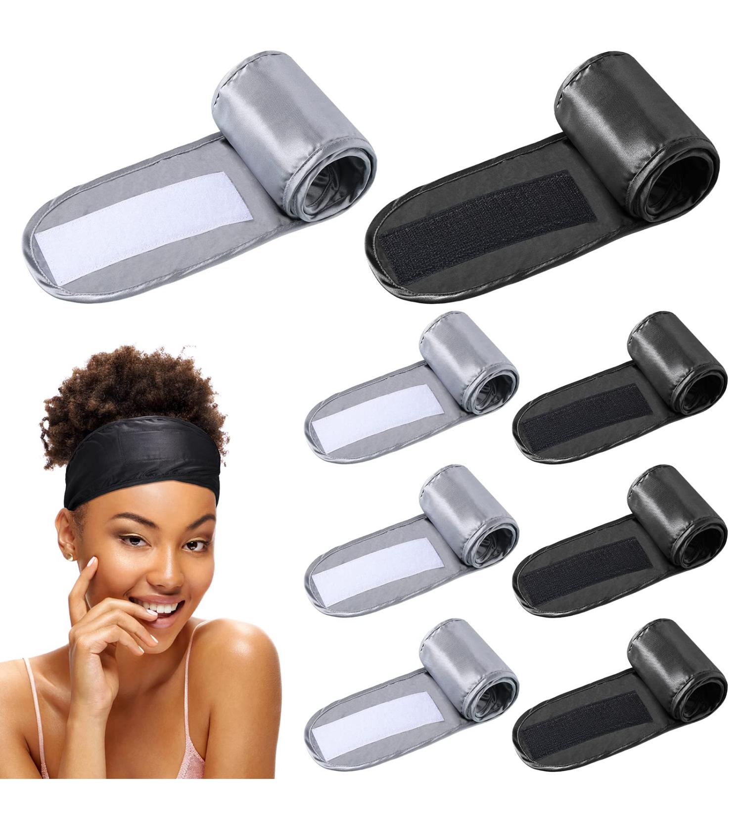 Silk Spa Headband Set - Adjustable Wrap for Sleeping, Face Washing and Makeup - Soft Terry Cloth Hairbands for Women - 8 Pieces - Buy Online on GoSupps.com