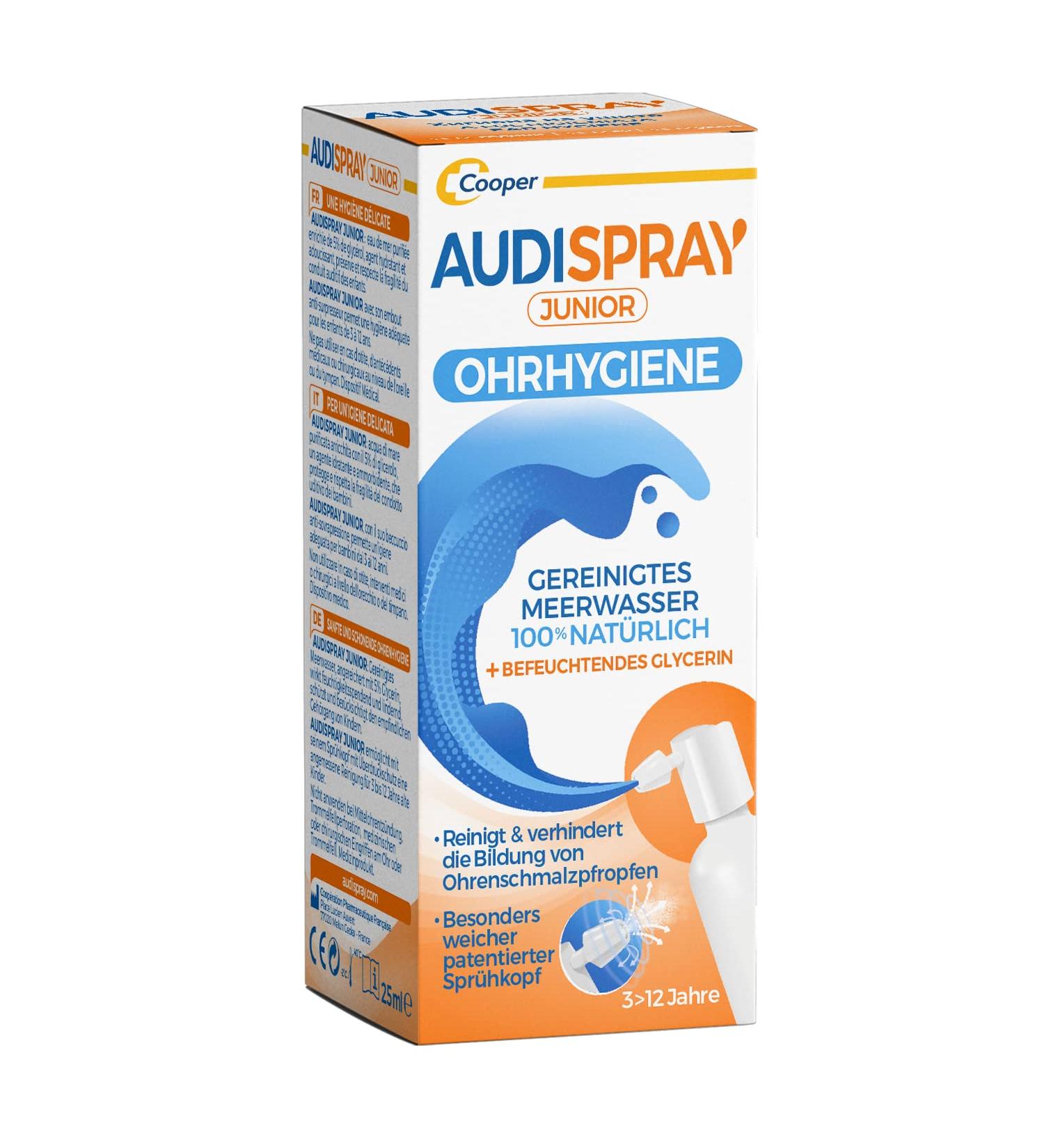 Audispray Junior Ear Spray for Children - 25 ml | Prevent Ear Wax Build-Up | Early Hygiene for Ages 3-12 - Buy Online on GoSupps.com