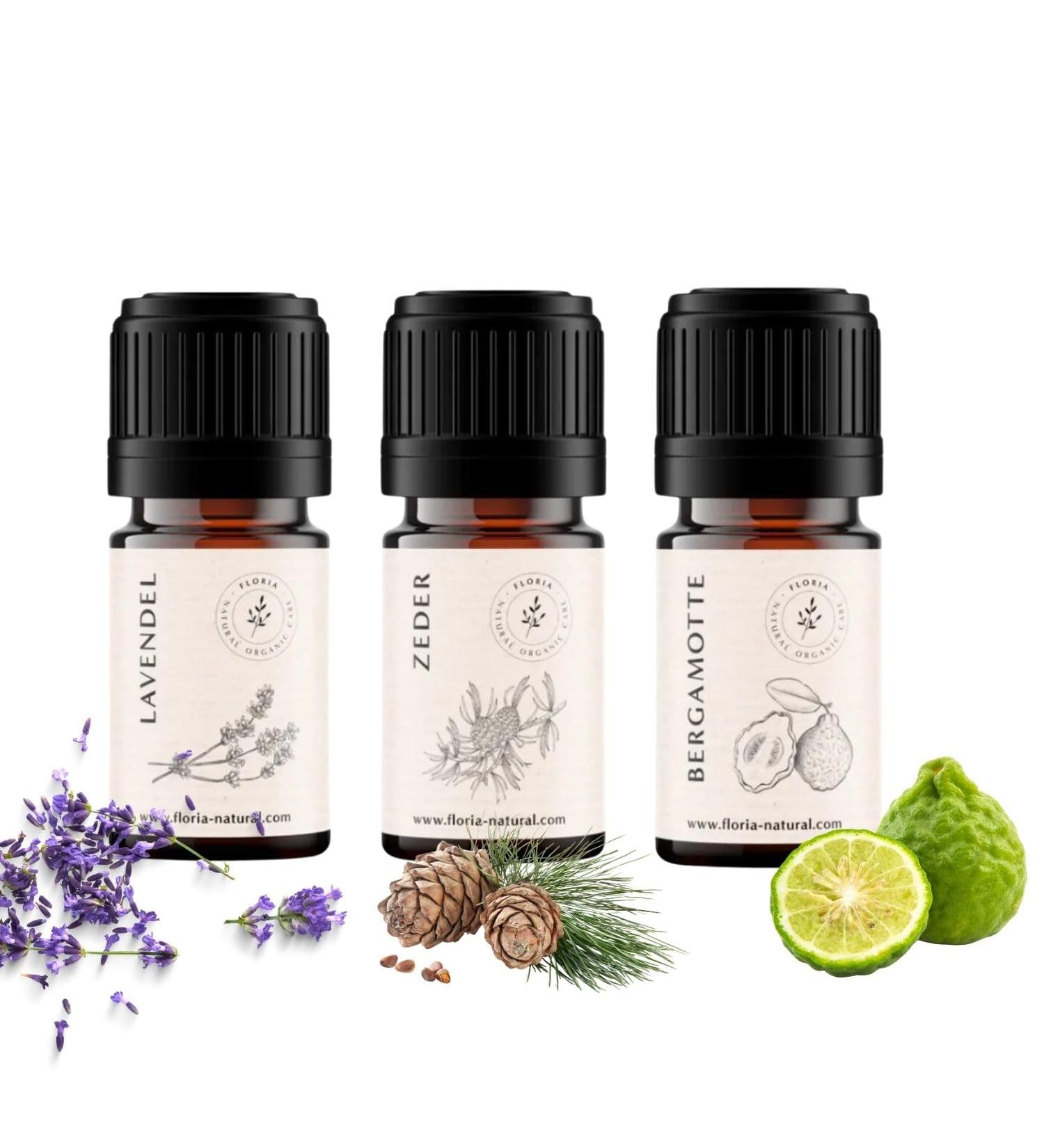 Dream Night Trio: High-Quality 100% Organic Essential Oils Atlas Cedar Bergamot Lavender | Floria Natural Aroma Therapy for Sleep 5ml Set - Buy Online on GoSupps.com