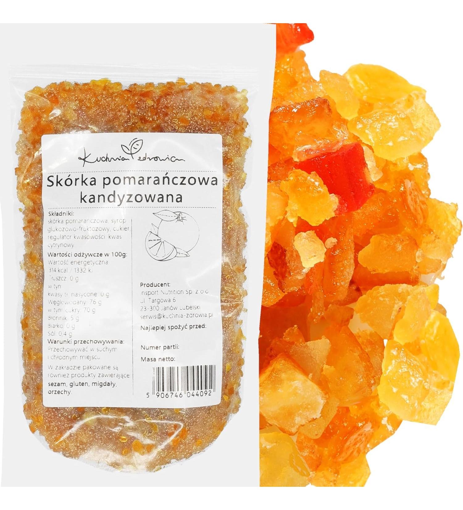  Kuchnia Zdrowia Candied orange peel cubes - No preservatives - No unnecessary additives - Kuchnia Zdrowia - Sealed packaging with zip - Doypack: (500g) - Buy Online on GoSupps.com
