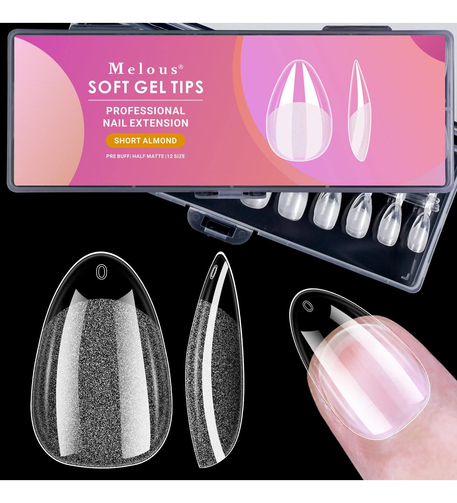 Melous 240PCS Pre Buff Short Almond Soft Gel Nail Tips - Half Matte Full Cover Nail Tips - C3-240 Pcs - Buy Online on GoSupps.com