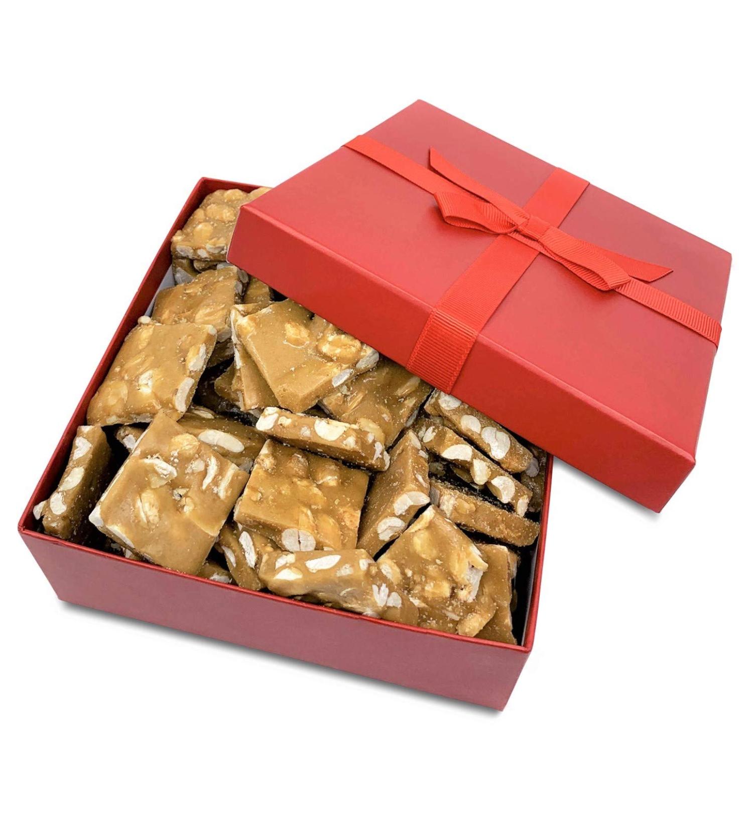 Delicious Handmade Gourmet Peanut Brittle in Red Gift Box - 16 Oz | Perfect for New Year's, Father's Day, Mother's Day, Anniversary | By Its Delish - Buy Online on GoSupps.com