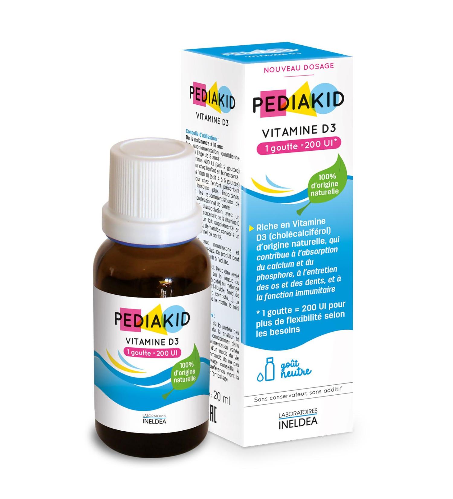 PEDIAKID - Vitamine D3 100% d'origine naturelle - Renforcement des d fenses naturelles - D s la naissance - Couvre 200% des apports journaliers recommand s - Buy Online on GoSupps.com
