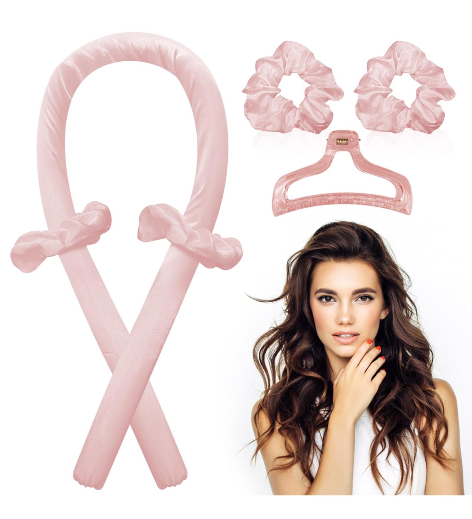 Jsdoin Heatless Curlers Headband - Satin Wave Roller for Long Hair - Pink - Buy Online on GoSupps.com