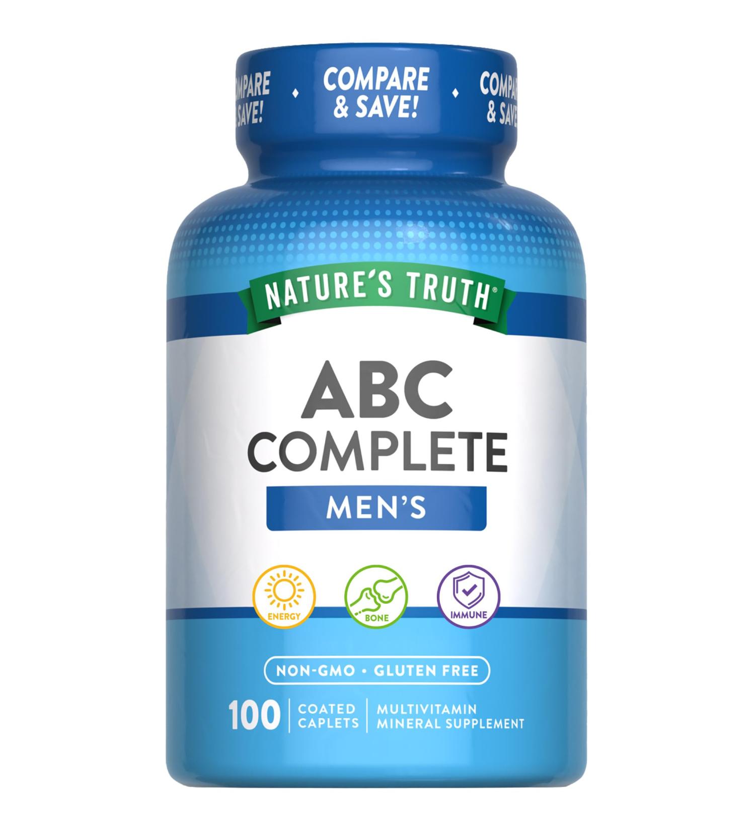 Nature's Truth Multivitamin for Men | with Iron Vitamins A C D & E | 100 Caplets | Non-GMO & Gluten Free for Adults - Buy Online on GoSupps.com