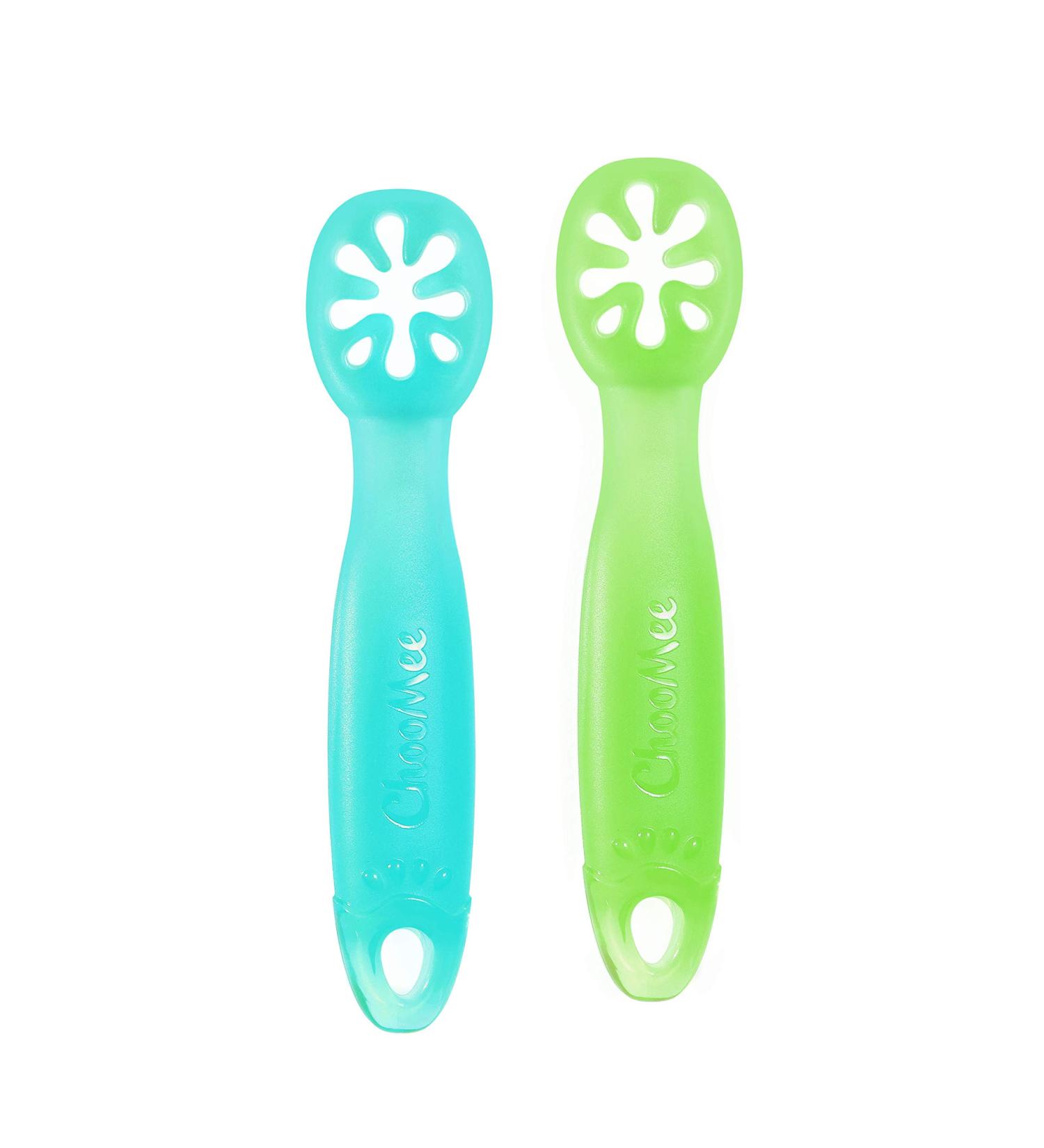 ChooMee FlexiDip Baby Spoons | BPA-Free Silicone | Baby Led Weaning Utensils | Pediatrician Approved | 2 Pack (Aqua Green) - Buy Online on GoSupps.com