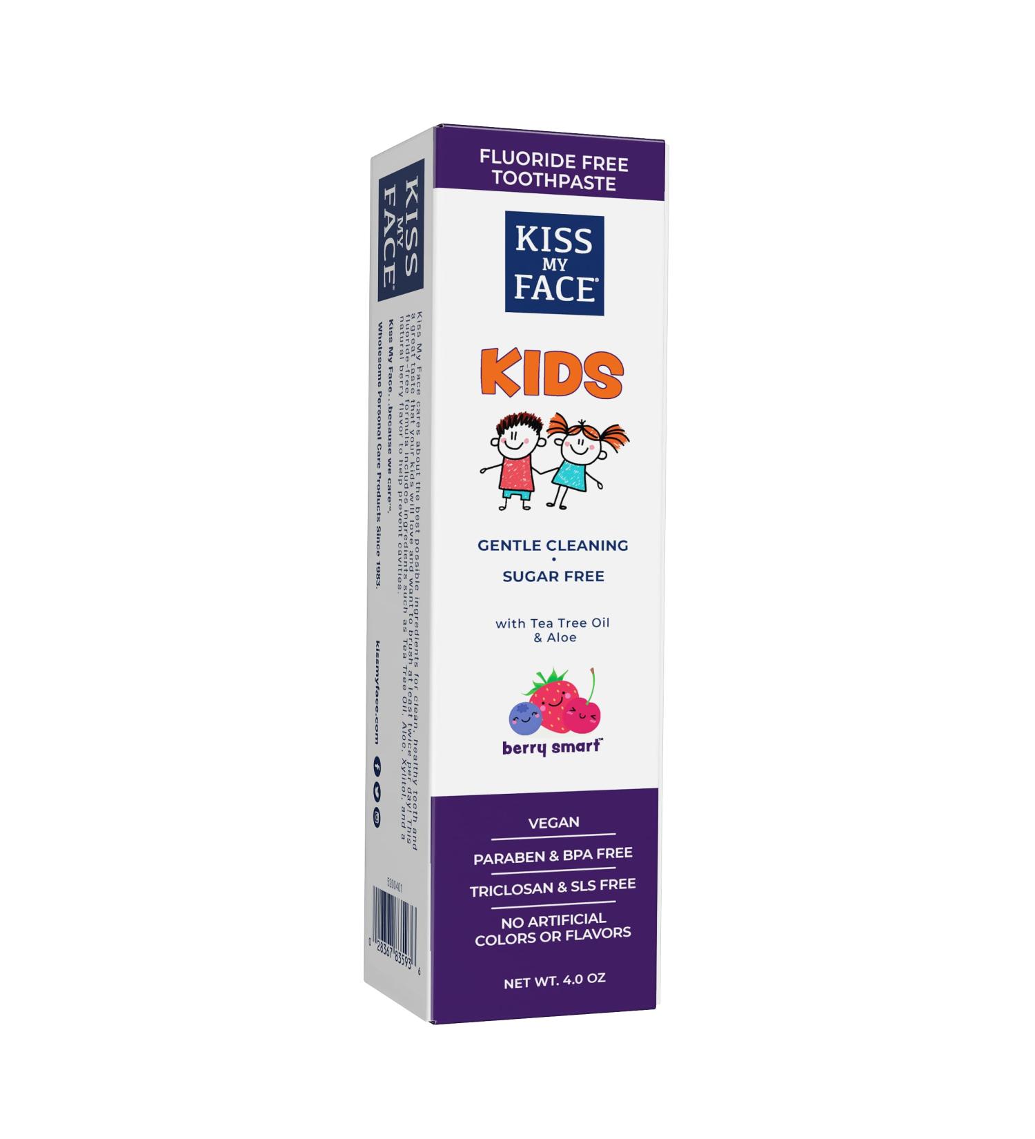 Kiss My Face Kids Toothpaste Fluoride Free Natural Berry Flavor Gentle Cleaning for Children s Teeth & Gums Vegan Sugar Free SLS Free No Artificial Colors or Flavors with Xylitol 4 oz - Buy Online on GoSupps.com
