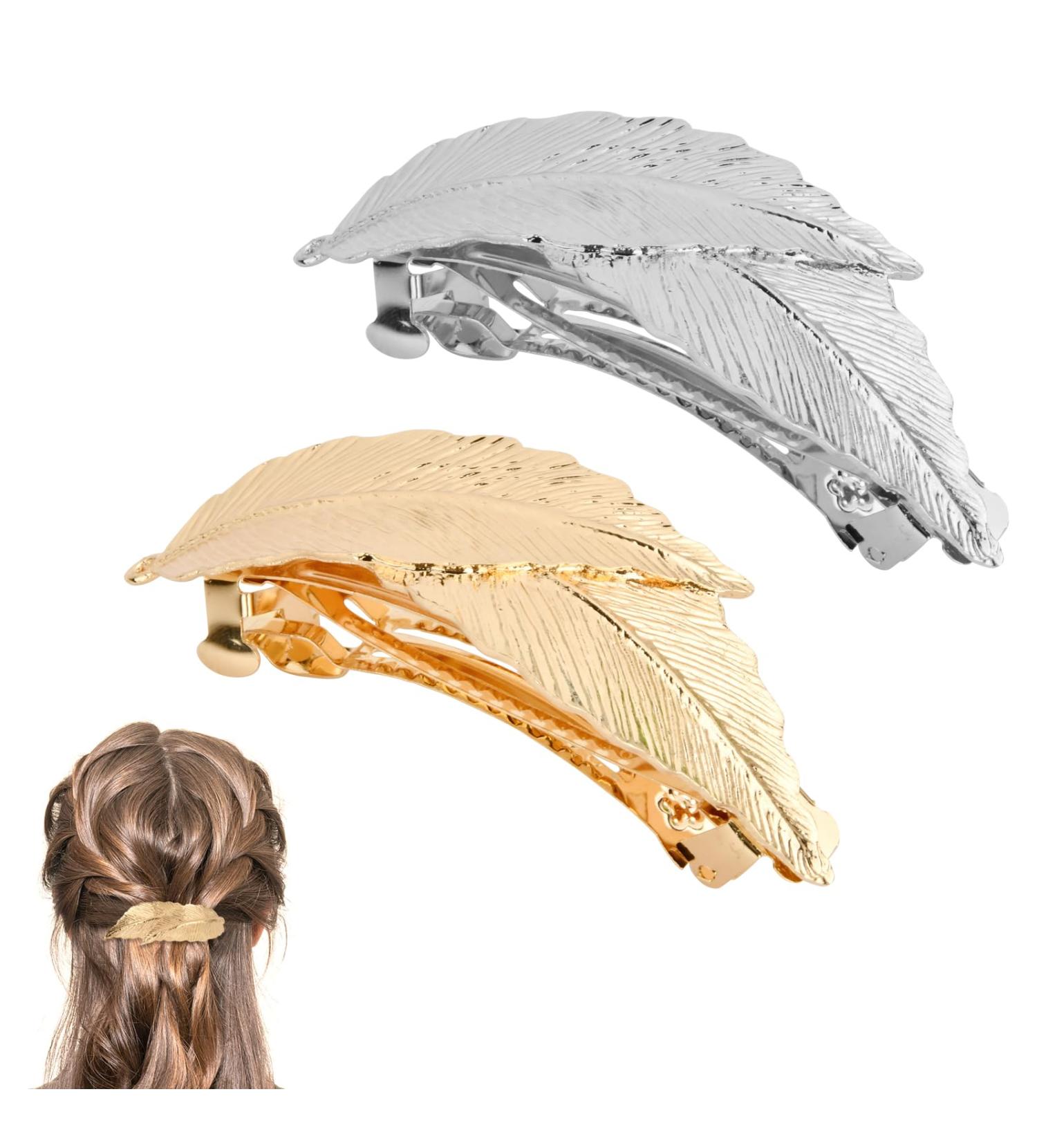 Kioiner 2 Pcs Vintage Leaf Hair Clips Metal Leaf Hair Clips Barrettes 8cm Hair Pin Hair Accessories for Women Lady Girls Bridal Bridesmaid - Buy Online on GoSupps.com