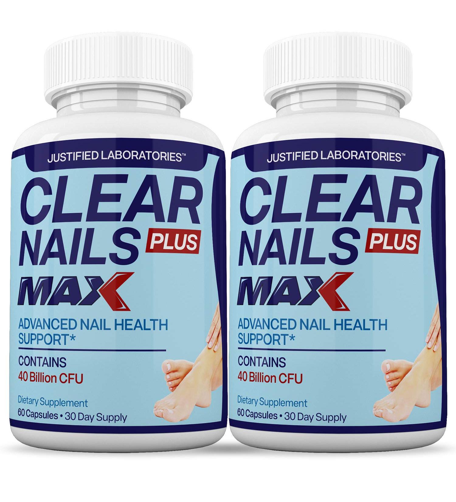 Justified Laboratories Clear Nails Plus Max - 2 Pack Probiotic Pills (40 Billion CFU) - 60 Capsules for Healthier Nails - Buy Online on GoSupps.com