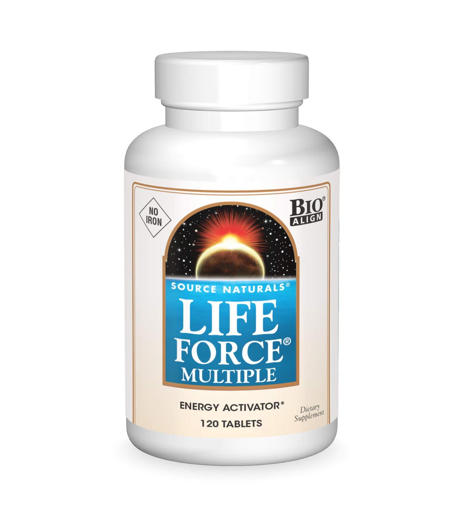 Source Naturals Life Force Multiple Iron Free Daily Multivitamin - High Potency Essential Vitamins, Minerals & Antioxidants - Energy & Immune Boost - 120 Tablets - Buy Online on GoSupps.com