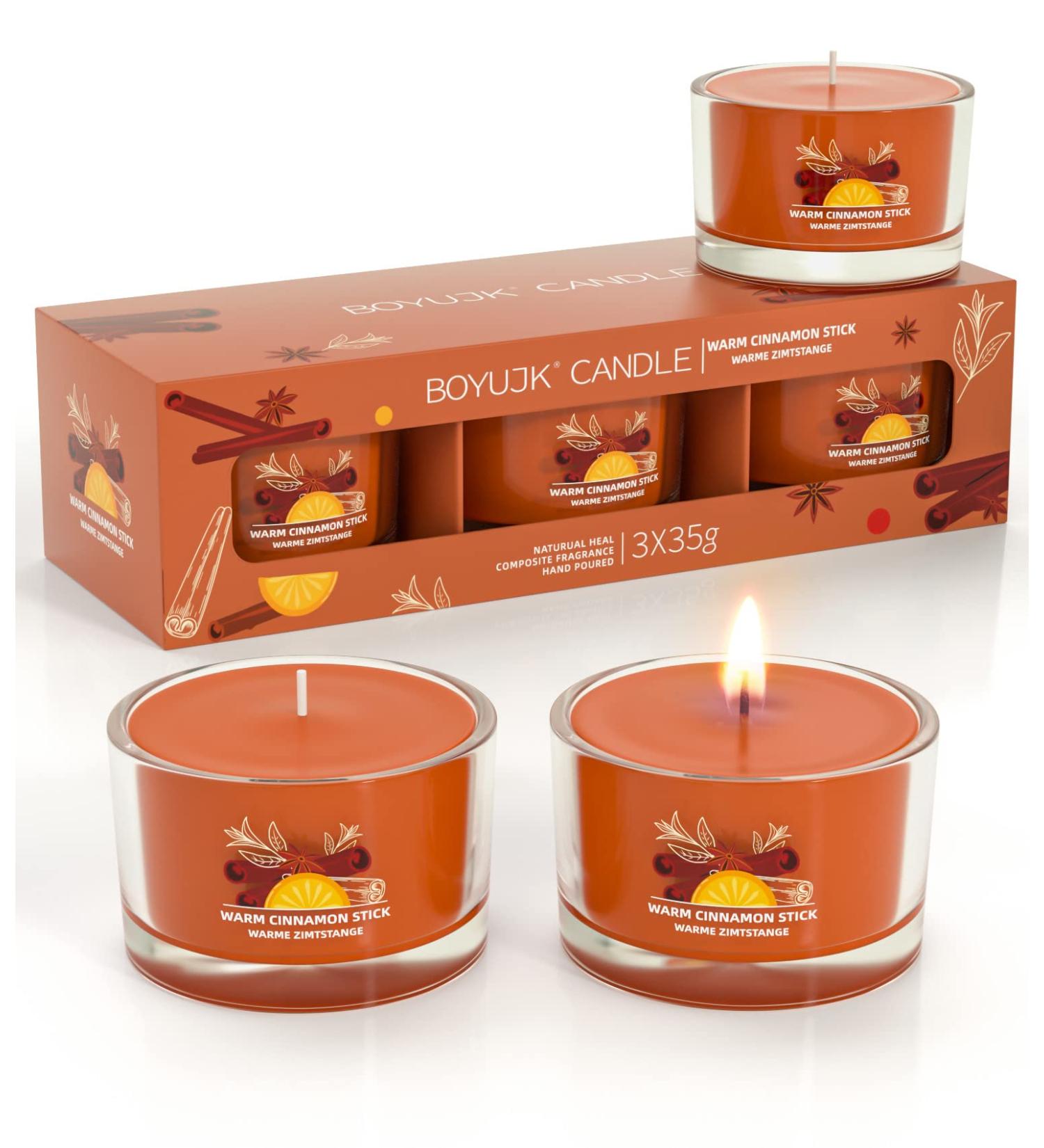Scented Candles Gift Set for Anxiety - 3 Red Candles | Relaxation Gifts for Women | Warm Cinnamon Stick Scent - Buy Online on GoSupps.com