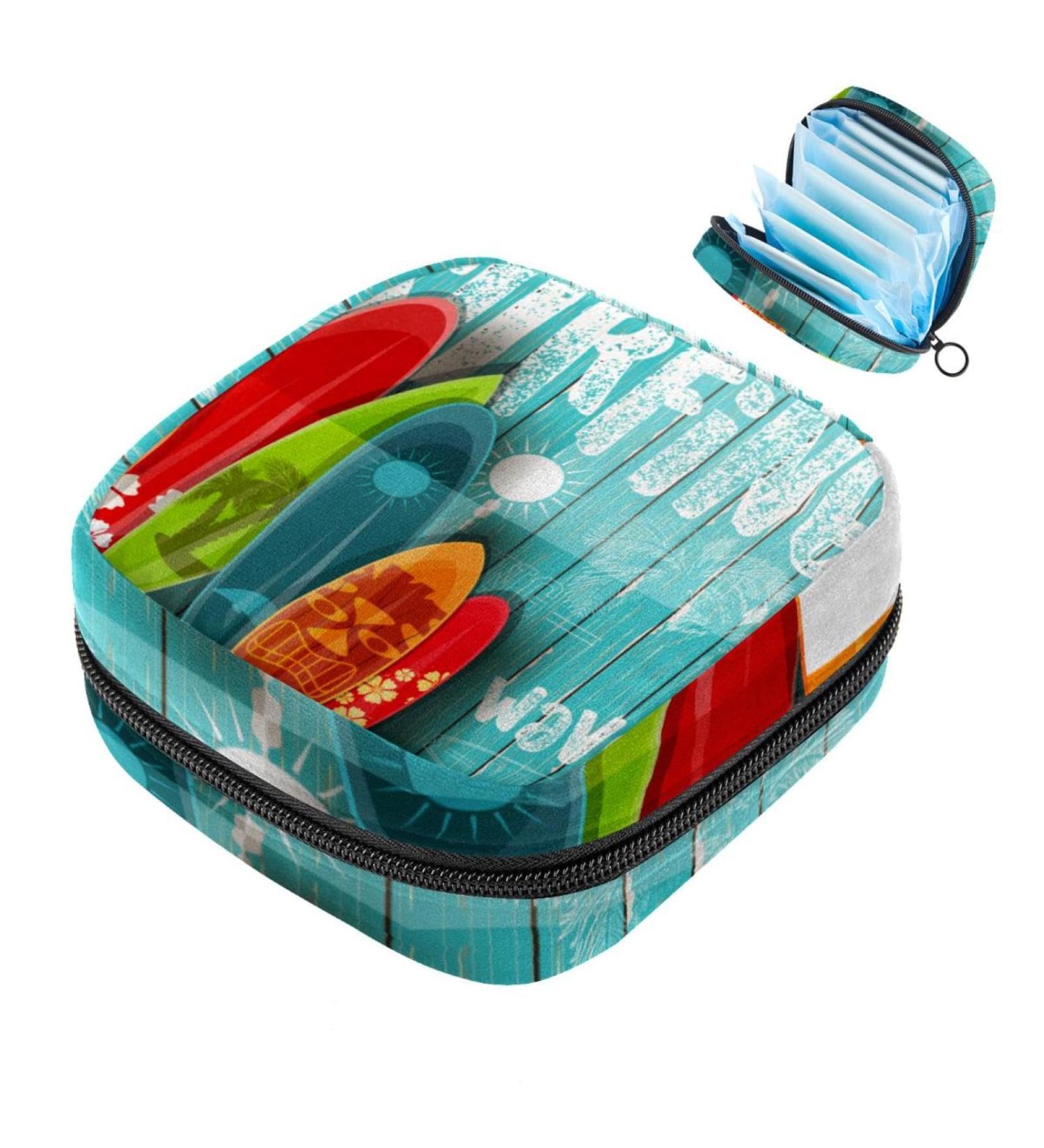 Portable Women's Binding-Storage Bags for Menstrual Cups & Tampons - Perfect for Teenage Girls | Multicolored Surfboard Design - Buy Online on GoSupps.com