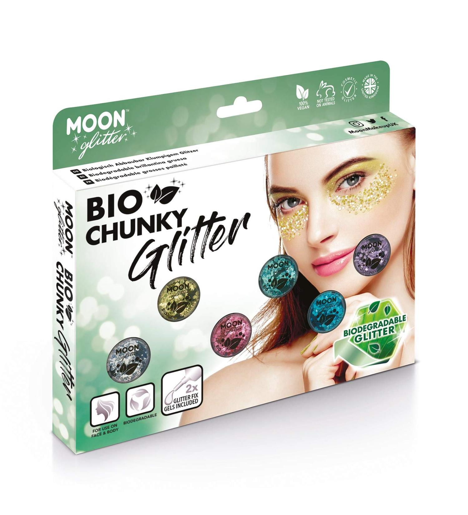 Biodegradable Eco-Glitter | 100% Organic Cosmetic Glitter for Face Body Nails Hair & Lips | Moon Glitter - 3G Box Set - Buy Online on GoSupps.com