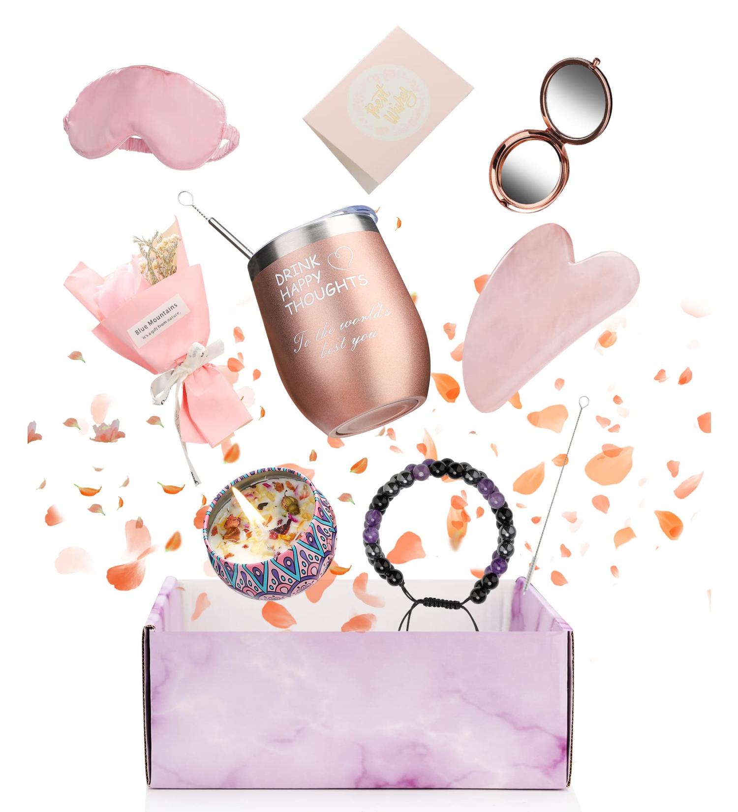 Spa Relaxation and Self Care Gift Box for Women - Perfect Birthday, Friendship, Get Well Soon, or Just Because Gift for Mom, Sister, Wife - Includes Tumbler, Guasha Tools, and Bracelet - Buy Online on GoSupps.com