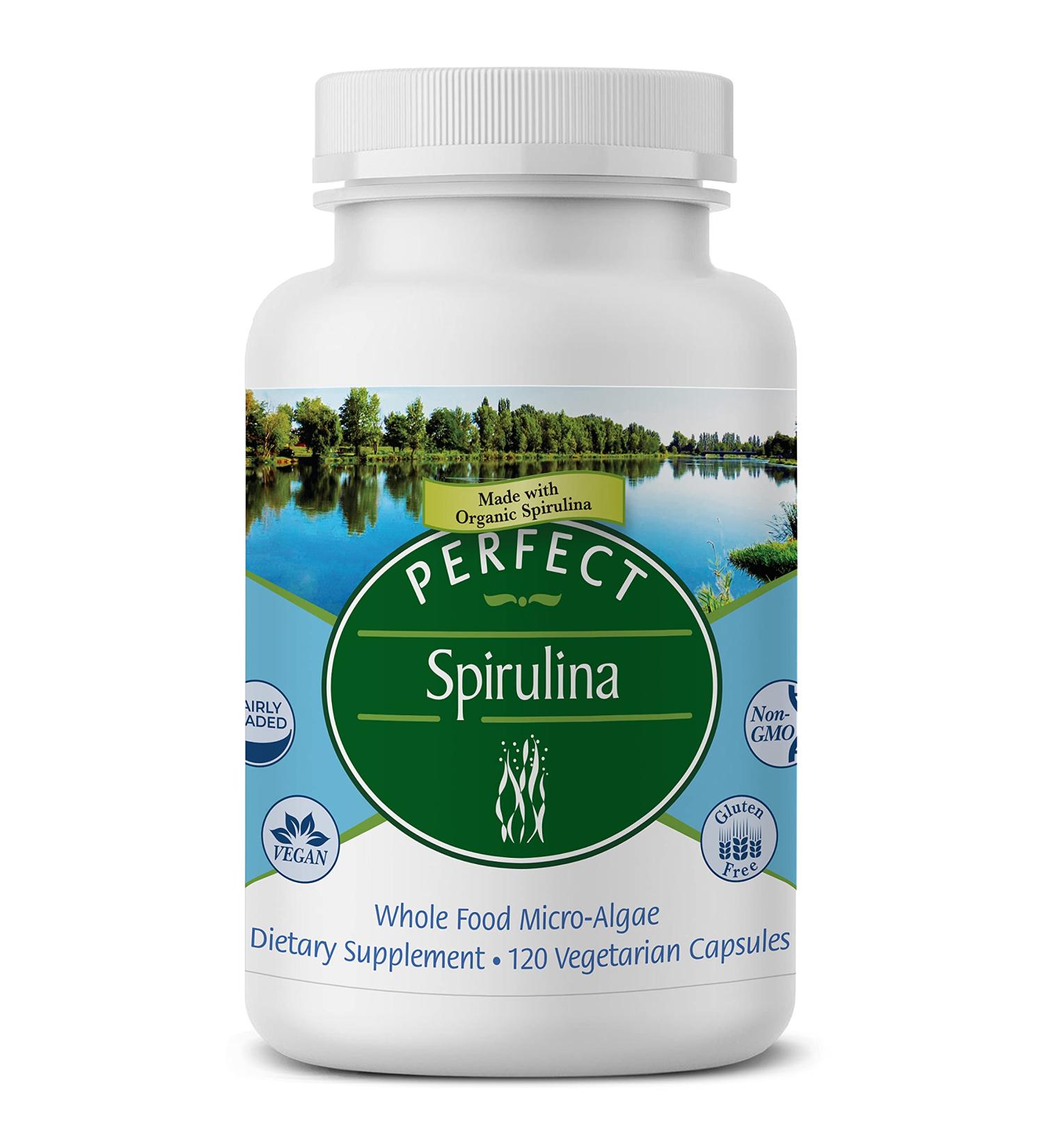 Perfect Supplements Perfect Spirulina 120 Vegetable Capsules Organic Spirulina Supplement - Whole Food Micro Algae - Immune System Support - Buy Online on GoSupps.com