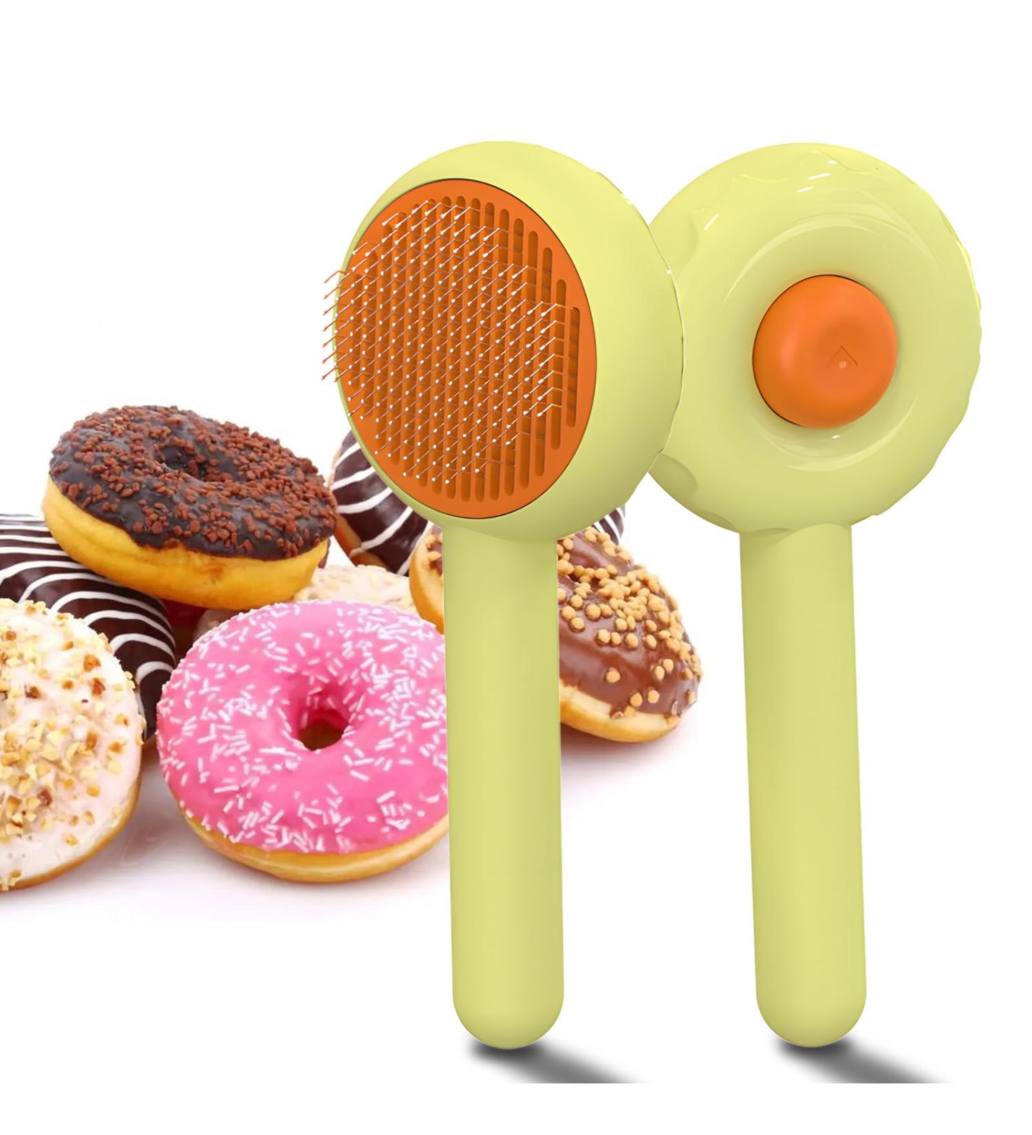 Self-Cleaning Plucking Brush for Cats & Dogs | Remove Loose Undercoats & Mats | Green Donuts Design - Perfect for Short & Long-Haired Pets - Buy Online on GoSupps.com