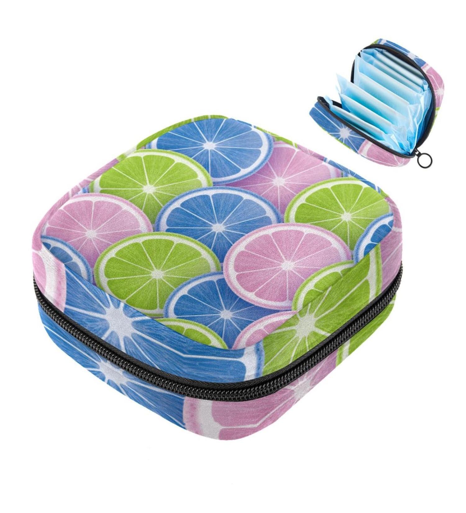 Storage Bags for Women - Citrus Slice Design Zippered Menstrual Cup Pocket & Tampon Holder - Multi-Colored Perfect for Period Essentials - Buy Online on GoSupps.com