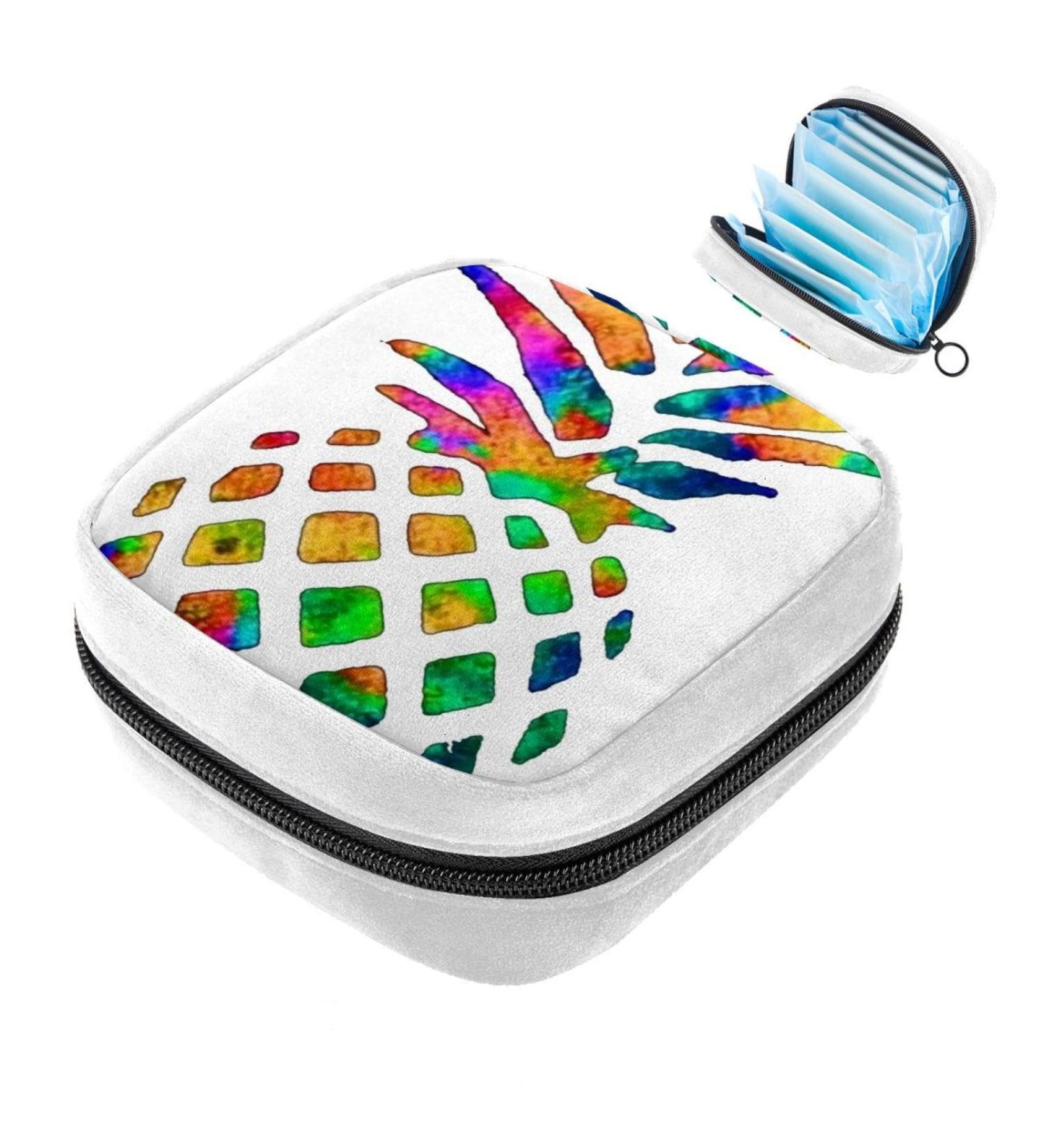 Watercolor Pineapple Period Storage Bag | Tampon & Pad Pouch Makeup Organizer - GIAPB - Buy Online on GoSupps.com