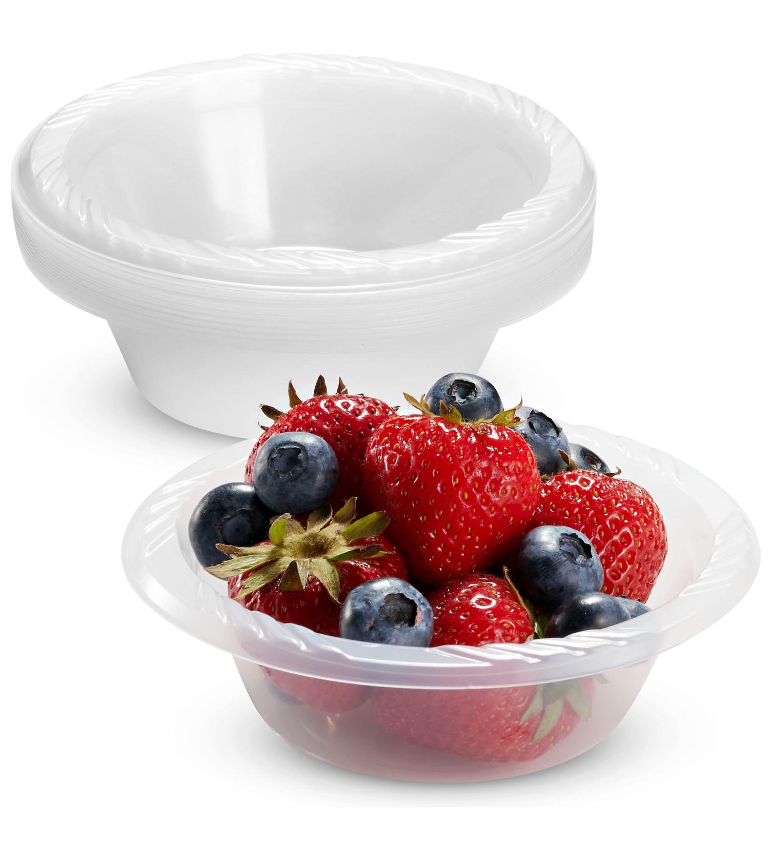 GOURMEX 5oz Plastic Plates Disposable | Clear Party Plates Bulk Disposable Plates | Microwaveable Food Safe BPA Free Disposable Plates (5oz) - Buy Online on GoSupps.com