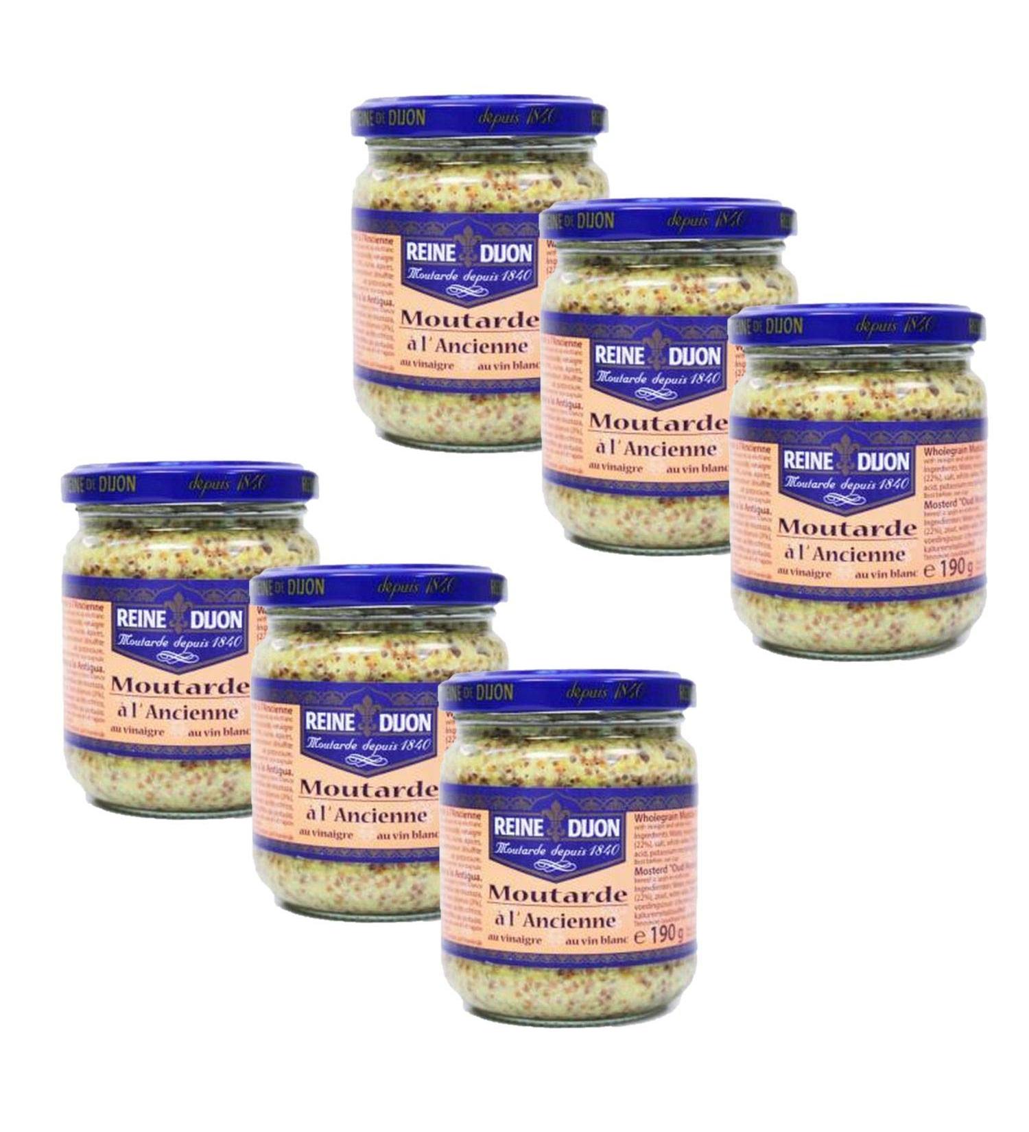 Set of 6x Old Fashioned Mustard - Reine de Dijon - Pot 190g