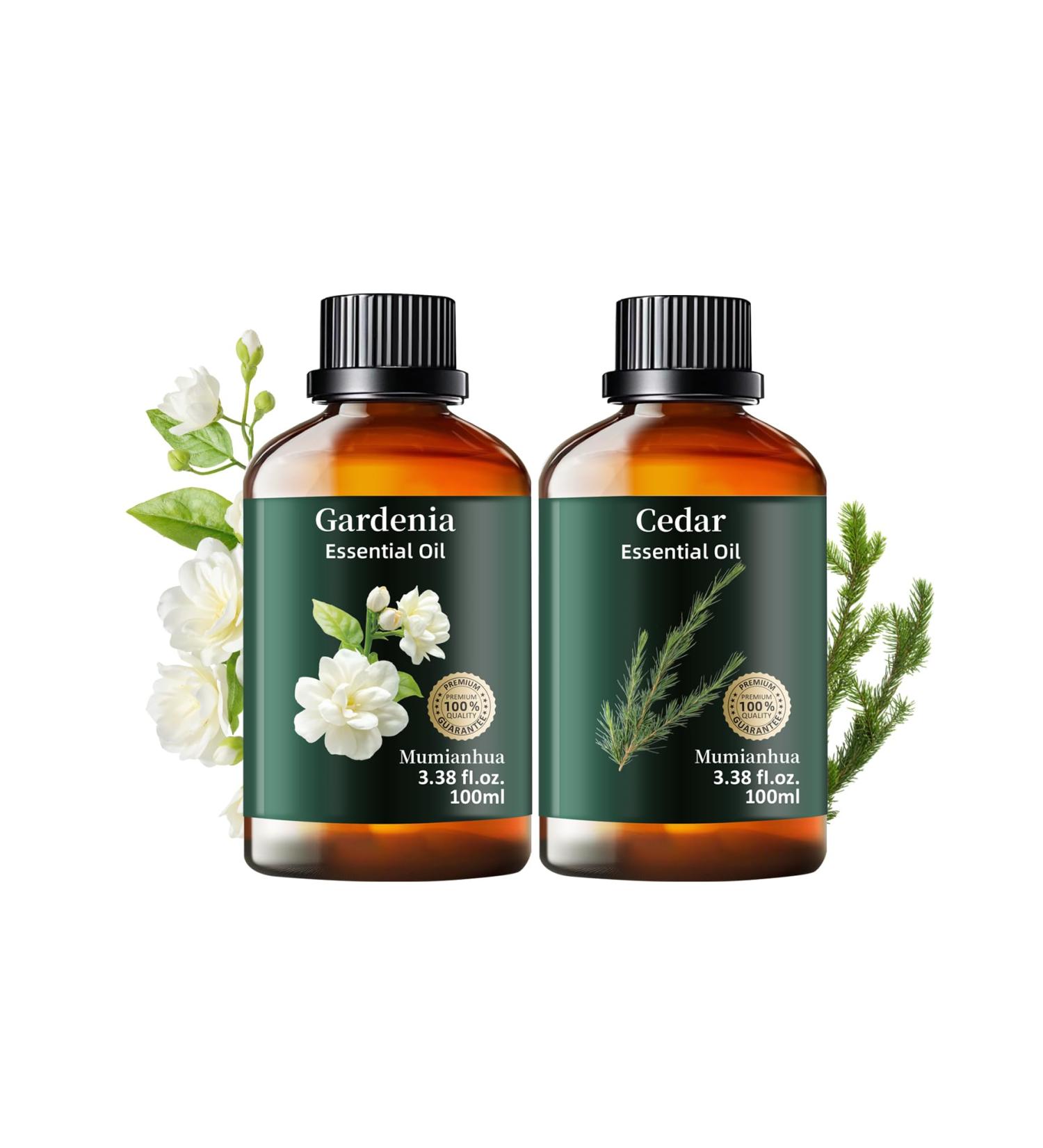 Pure Gardenia & Cedarwood Essential Oil Set Natural Floral Woody Oil Duo for Reed Diffuser Skin Hair Care Perfume Candle Making Bedroom Atmosphere 2 x 3.38 Fl Oz - Buy Online on GoSupps.com