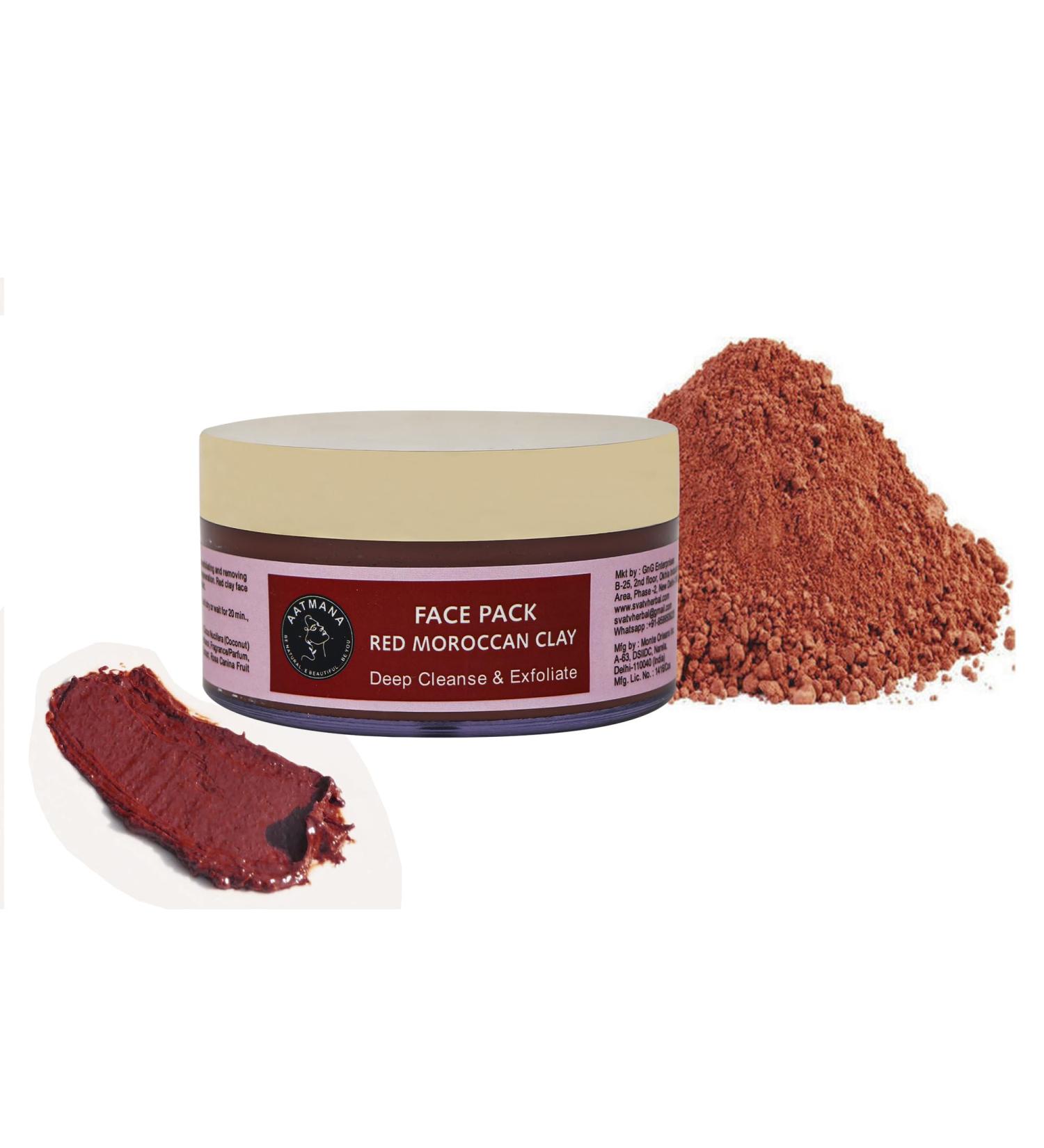 Red Moroccan Clay Face Pack | Skin Firming | Natural Skincare Tightens Skin for Healthier Complexion -250 Grams - Buy Online on GoSupps.com