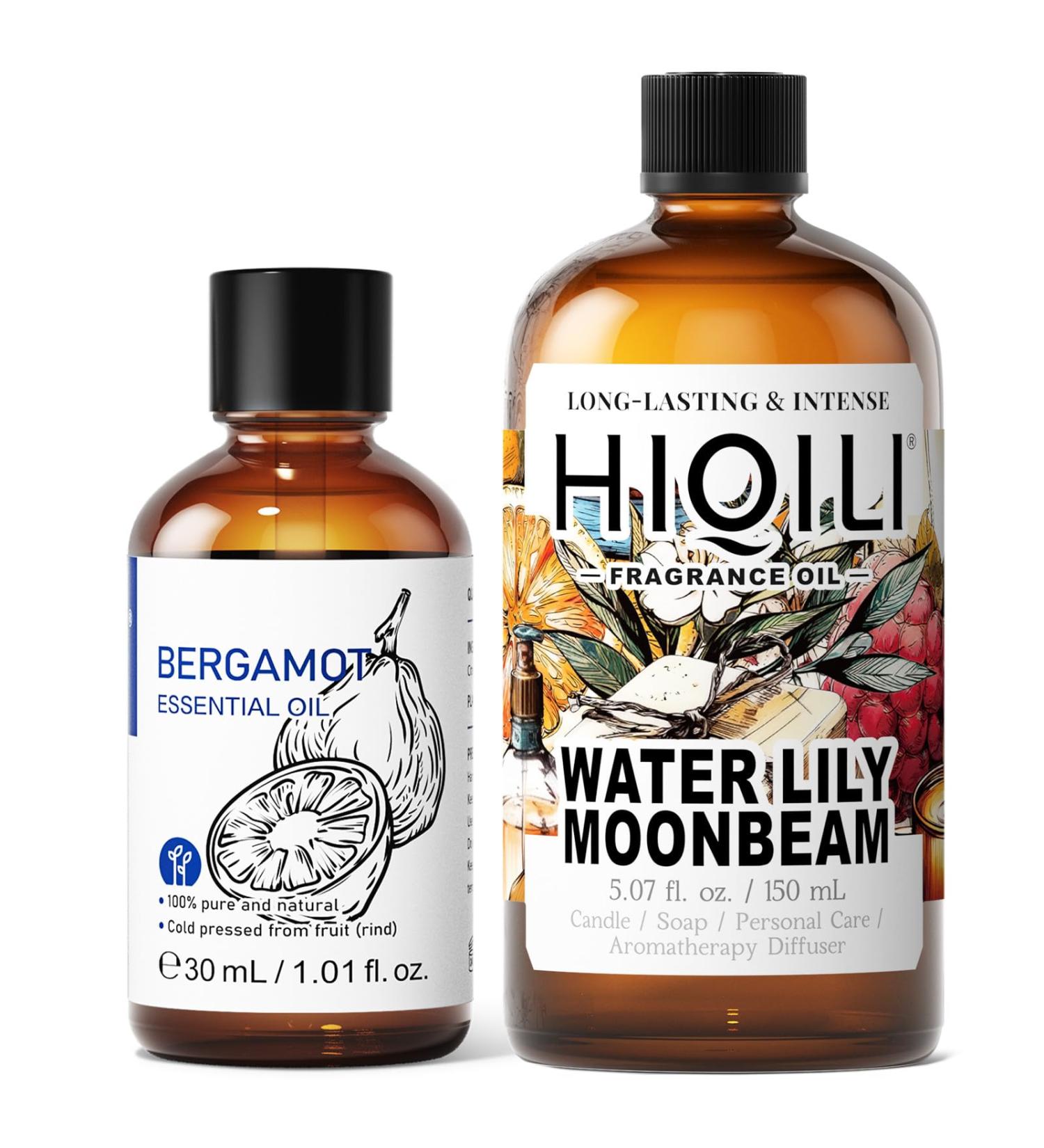 HIQILI 30ML Bergamot Essential Oil & 150ML Water Lily Moonbeam Fragrance Oil for DIY Diffuser - Buy Online on GoSupps.com