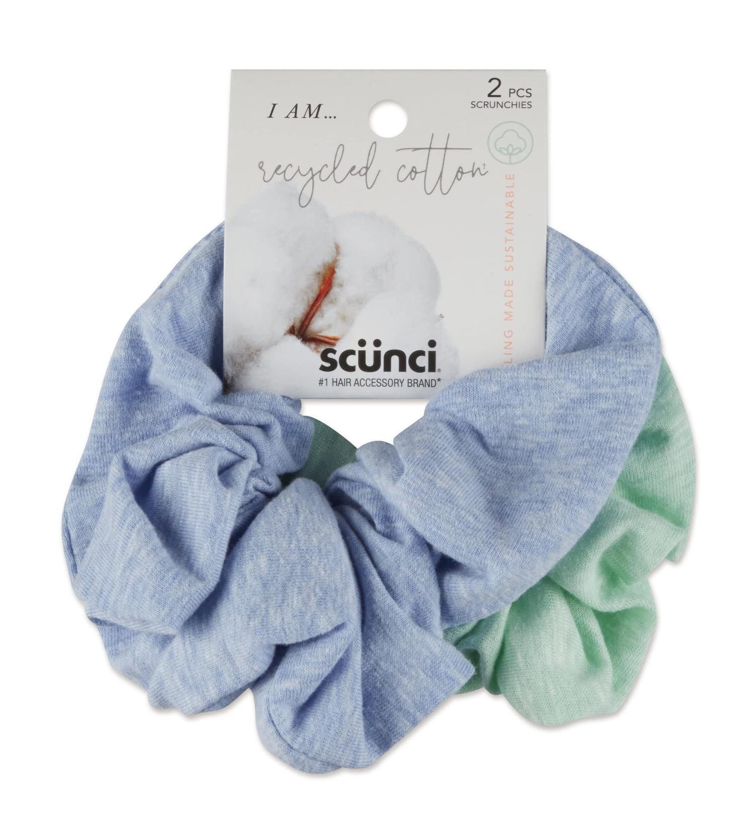 Scunci Upcycled JUMBO Scrunchies (Blue Mint, 2-Pack) | Eco-Friendly & Sustainable Cotton - Buy Online on GoSupps.com