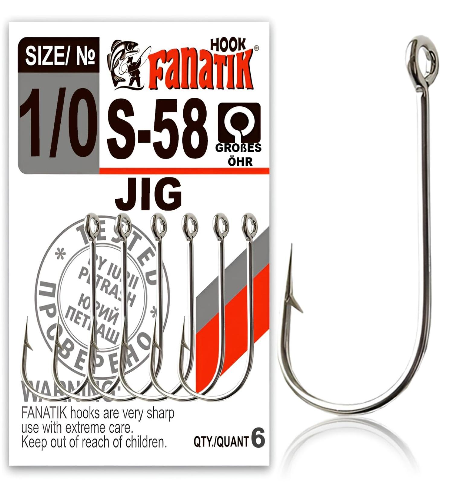 FANATIK JIG S-58 Hooks - 5/0 4/0 3/0 2/0 1/0 | Black Rubber Bait Fishing Hooks | 4-Pack | Buy Internationally - Buy Online on GoSupps.com