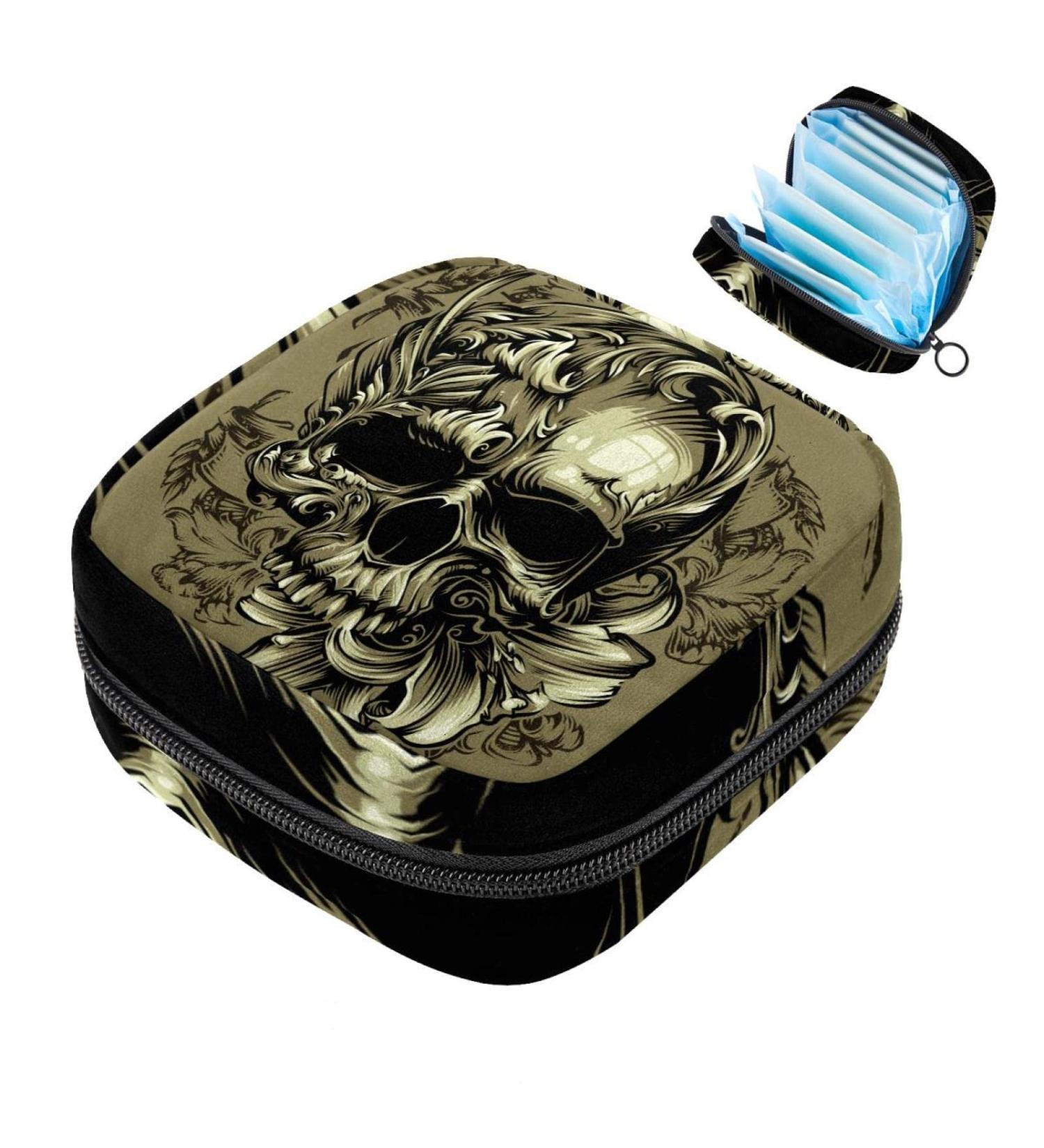 Women's Flowering Skull Binding Bags | Stylish Tampon Storage with Zip Pockets Multi-08 - Buy Online on GoSupps.com