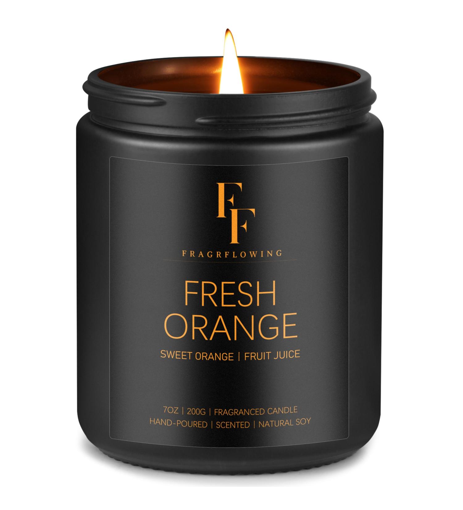 Fresh Orange Scented Candles | Natural Soy Wax Aromatherapy Candle in Black Jar for Home Fragrance | International Shipping Available - Buy Online on GoSupps.com