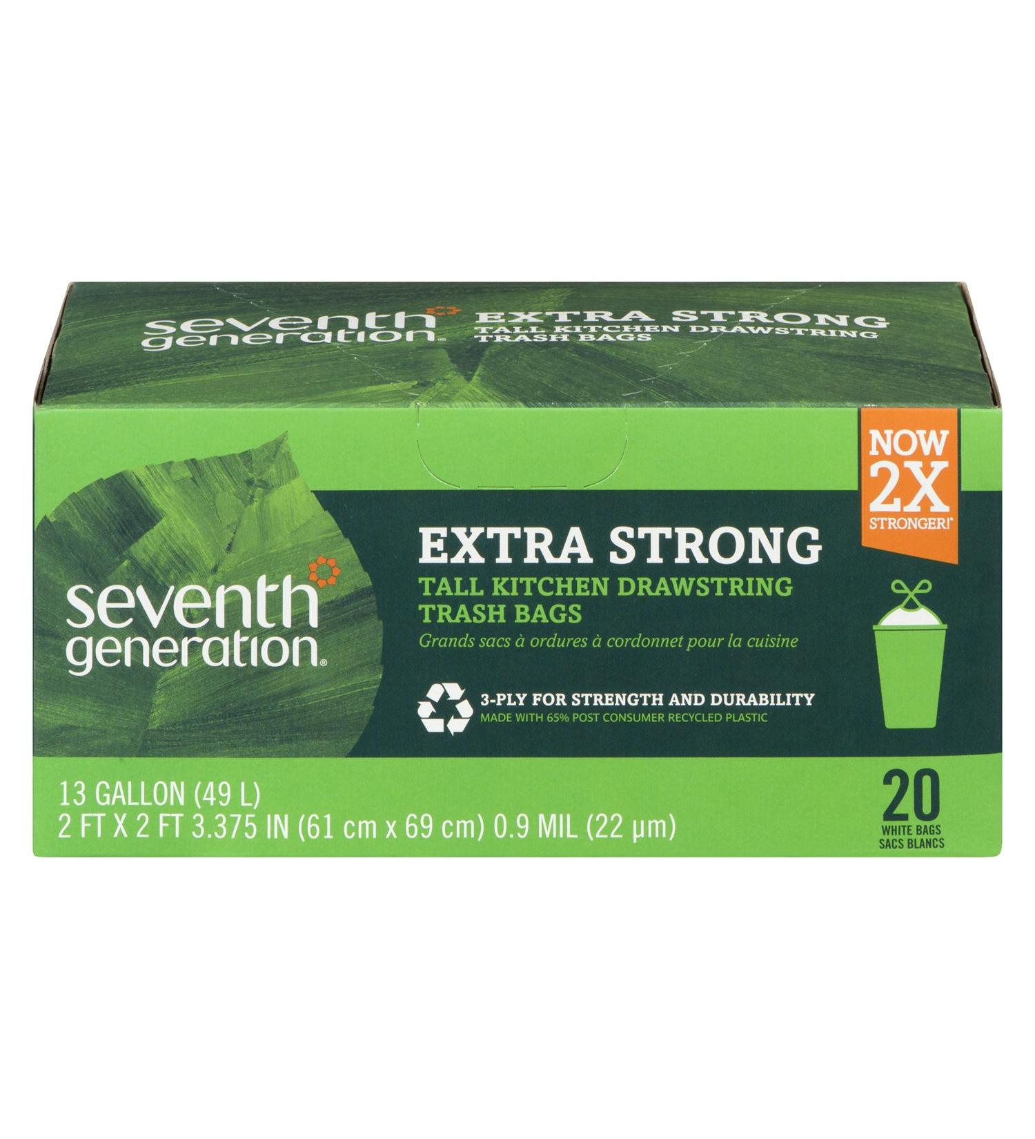 Seventh Generation Drawstring Kitchen Trash Bags 13 Gallon - 20 Count Eco-Friendly - Buy Online on GoSupps.com