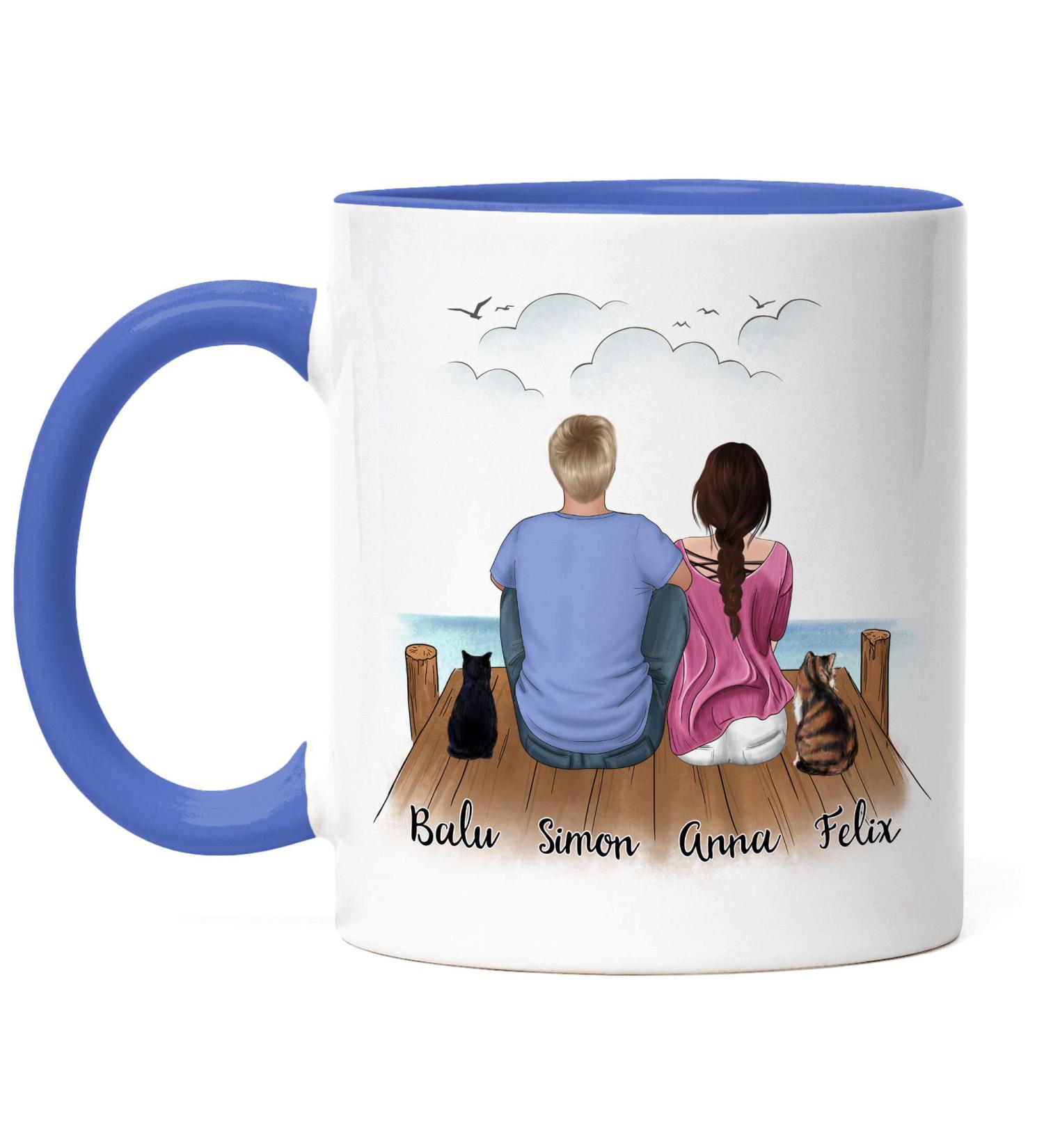 Personalized Blue Couple Cat Cups - Perfect Gift for Cat Lovers & Cat Owners | Kiddle Design - Buy Online on GoSupps.com