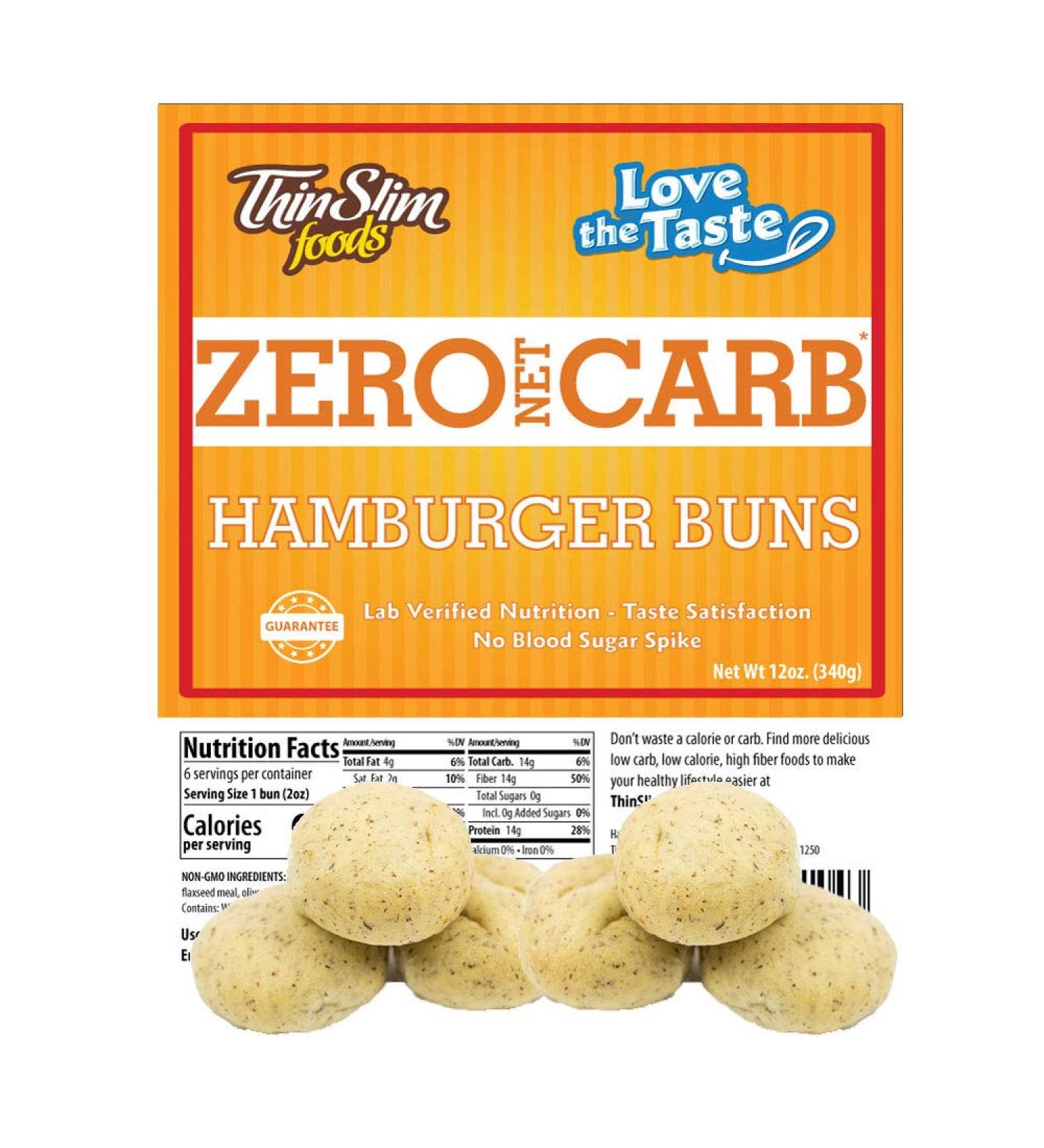 ThinSlim Foods 90 Calorie 2g Net Carb Low Carb Hamburger Buns - Love the Taste | Keto-Friendly Option - Buy Online on GoSupps.com