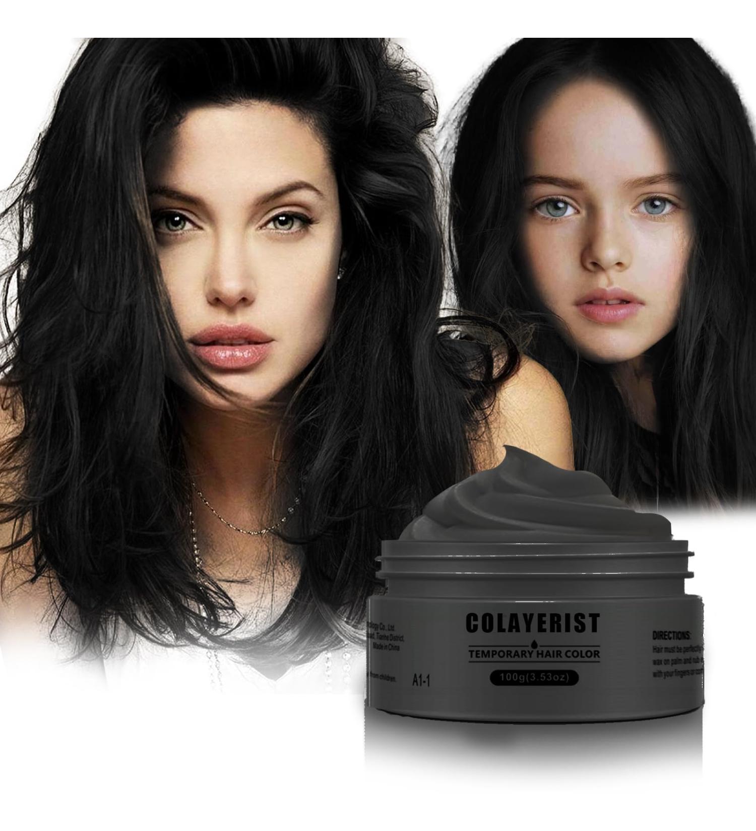 COLAYERIST Black Temporary Hair Dye Wax Washable Temporary Hair Colour Spray for kids Hair Makeup Paint Wax for Parties or Cosplay Hair Coloring Products No Messy - Buy Online on GoSupps.com