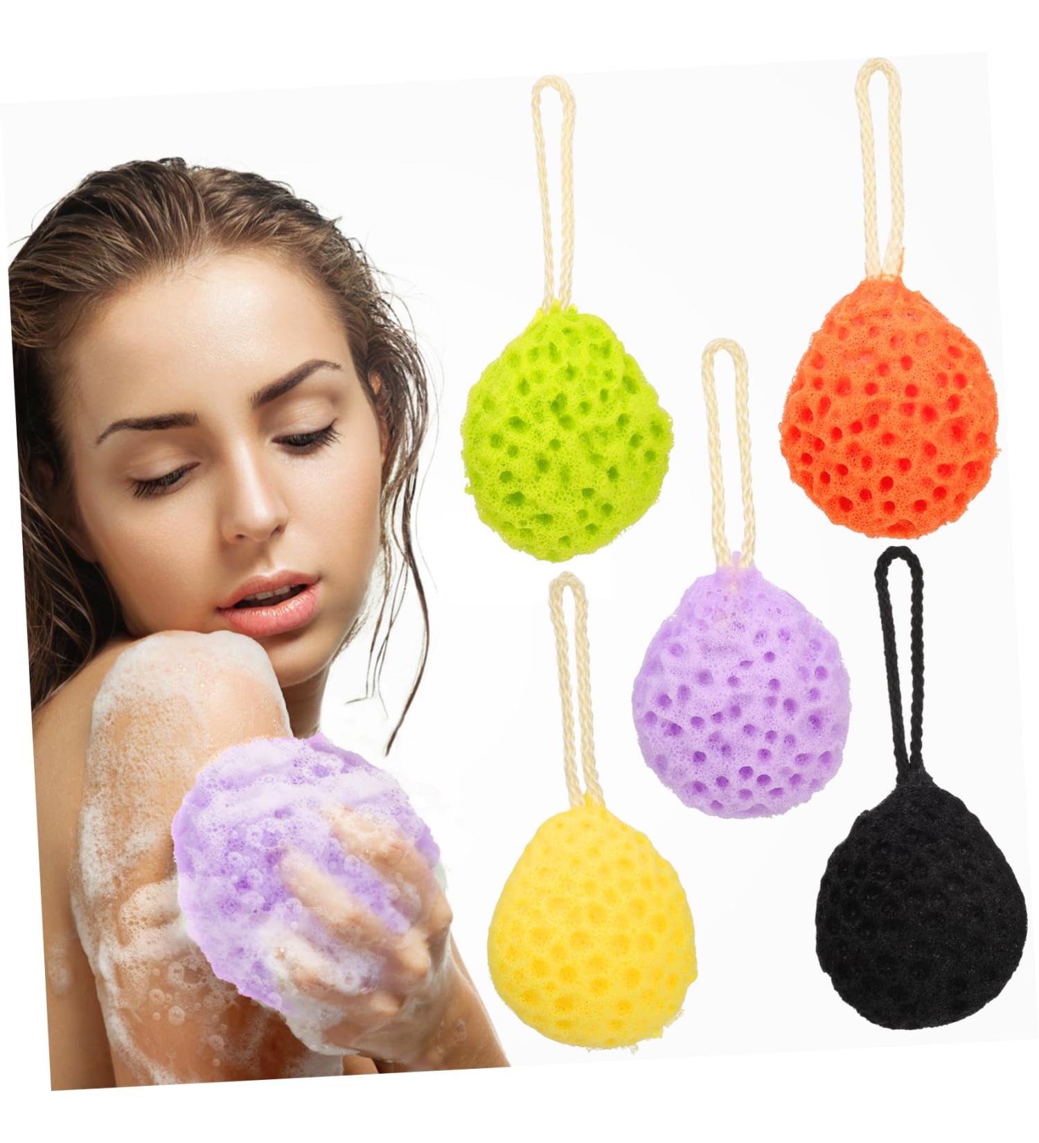 5pcs Exfoliating Bath Sponge Set - Cute Shower Scrubber for Body Washing & Skin Cleaning - Buy Online on GoSupps.com