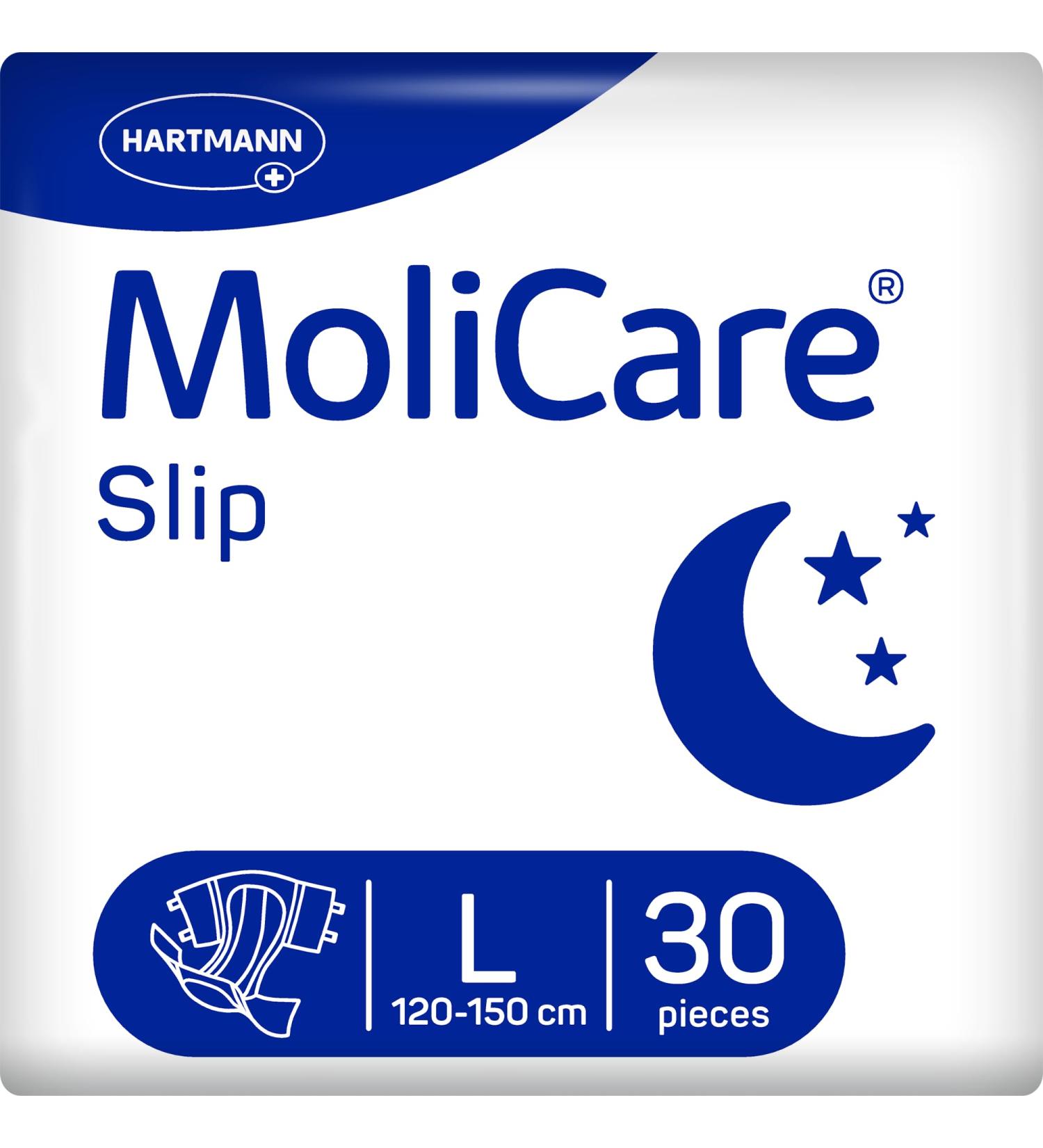 Molicare Slip Night Incontinence Briefs for Women & Men - Size L (100-150 cm) - 30 Pieces for Severe Urine & Stool Incontinence - Buy Online on GoSupps.com